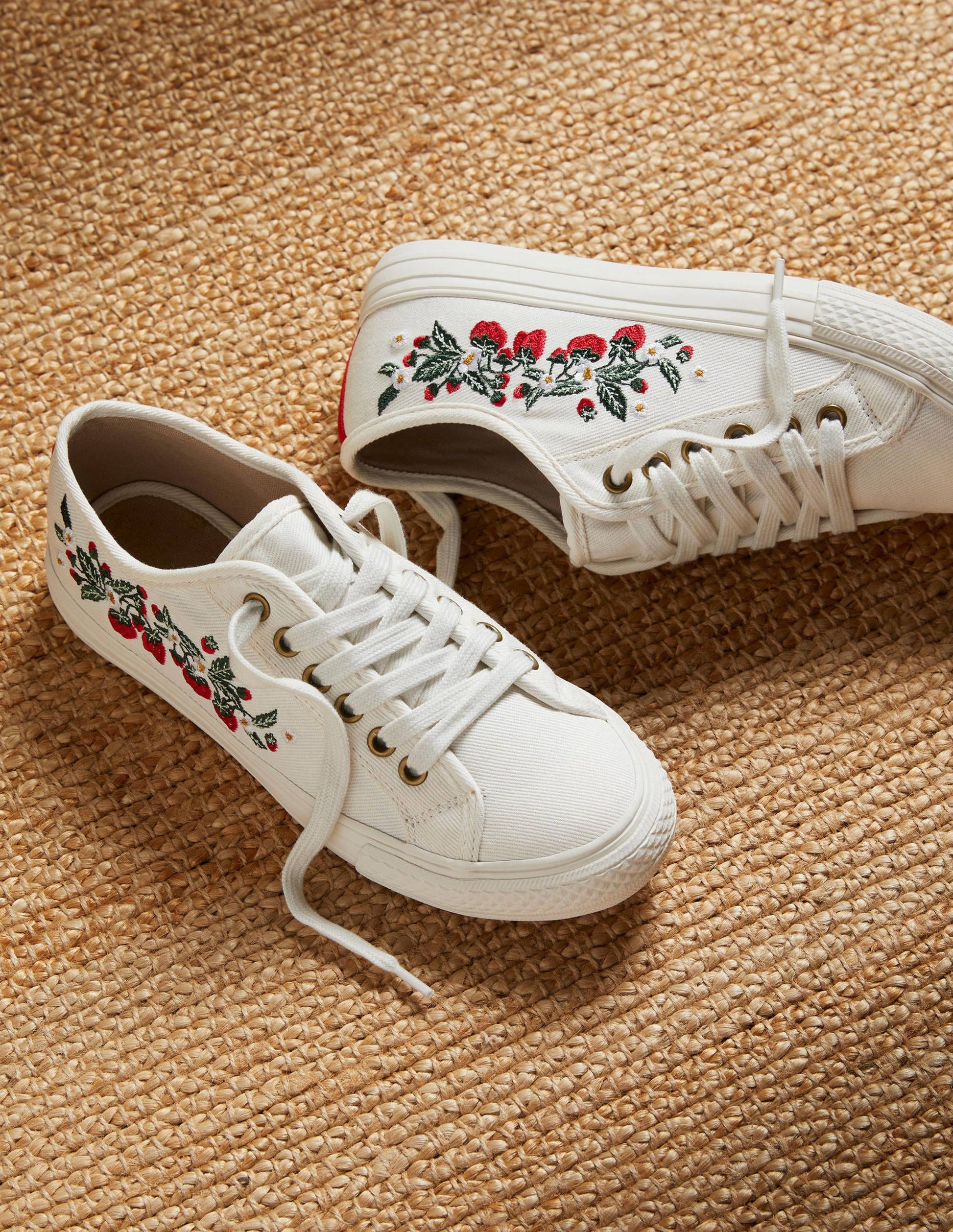 Freya Low Top Sneakers-Ecru, Strawberries-1