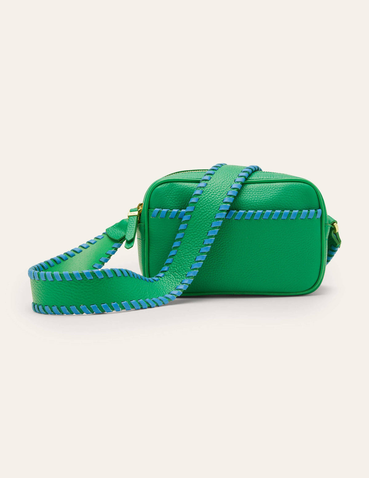 Stitch Detail Crossbody Bag-Irish Green/Mosaic Blue - Image 1