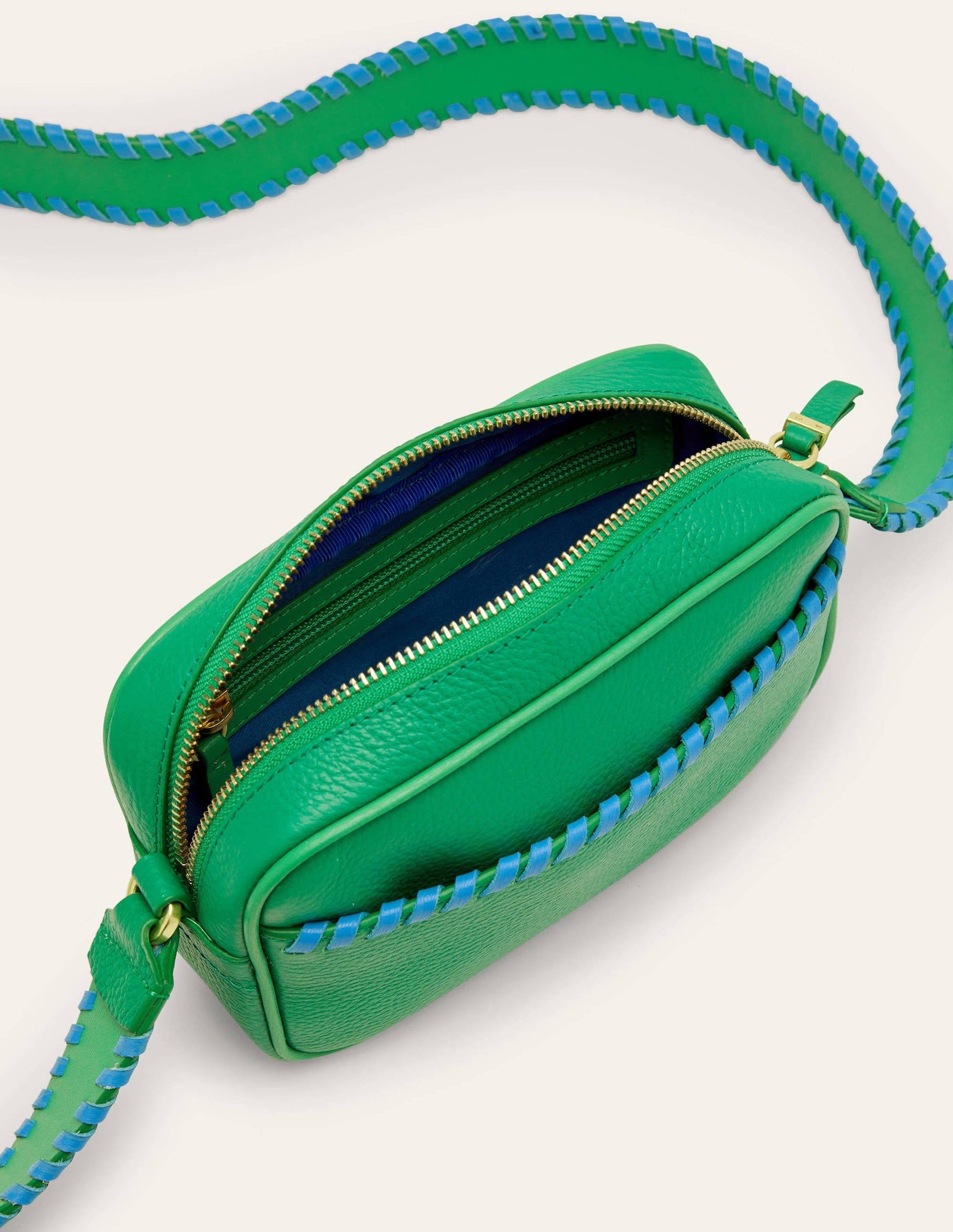 Stitch Detail Crossbody Bag-Irish Green/Mosaic Blue-2