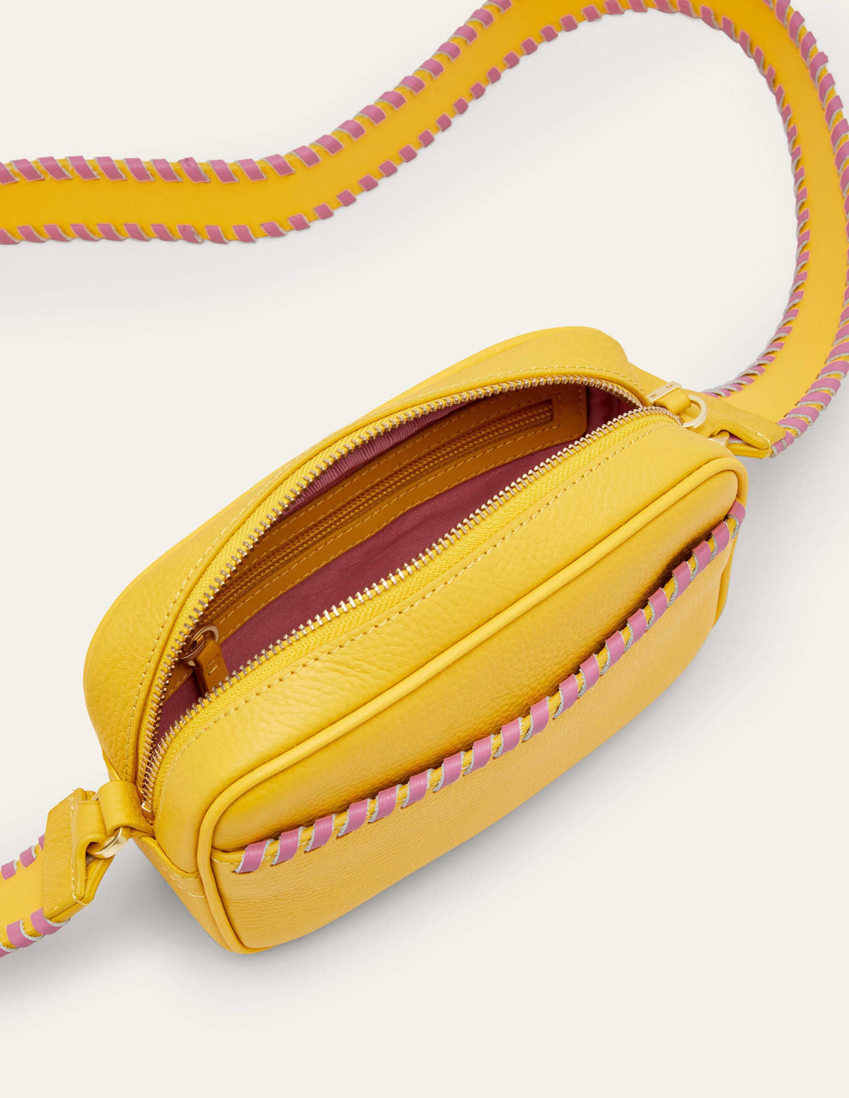Stitch Detail Crossbody Bag-Daffodil/Posy Pink - Image 2