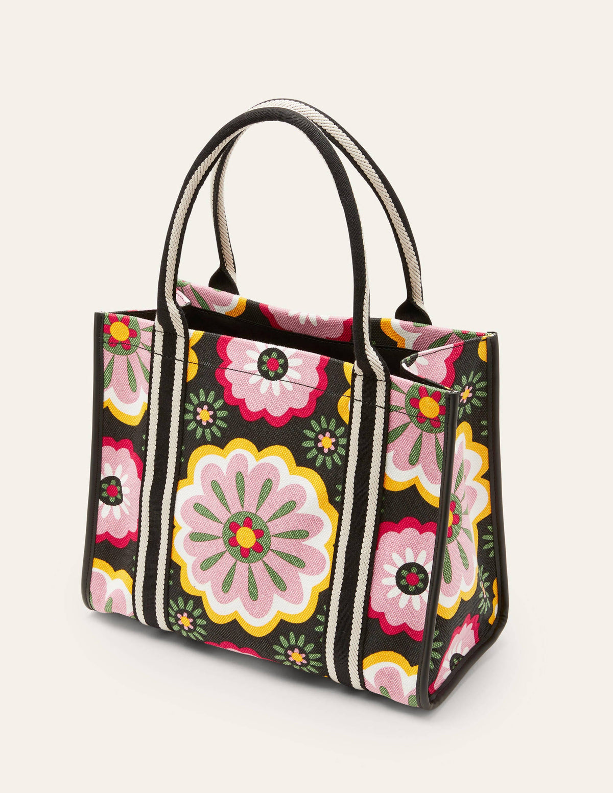 Tilda Canvas Tote Bag-Black, Opulent Daisy - Image 3