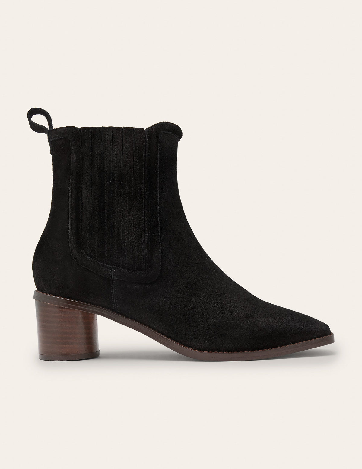 Round Heel Suede Chelsea Boots-Black - Image 2