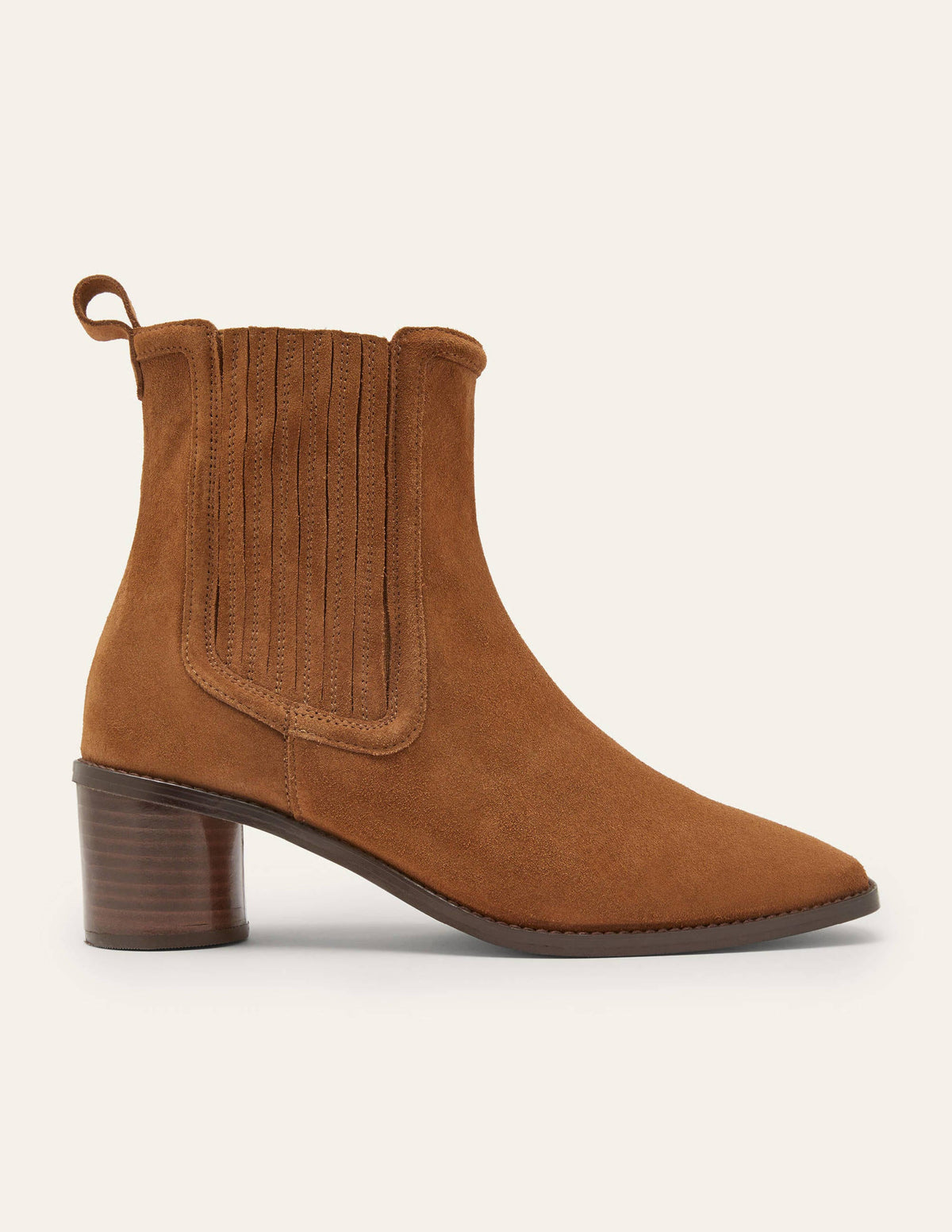 Round Heel Suede Chelsea Boots-Tobacco - Image 2