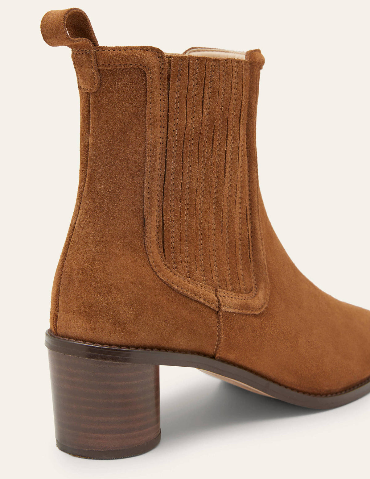 Round Heel Suede Chelsea Boots-Tobacco - Image 4