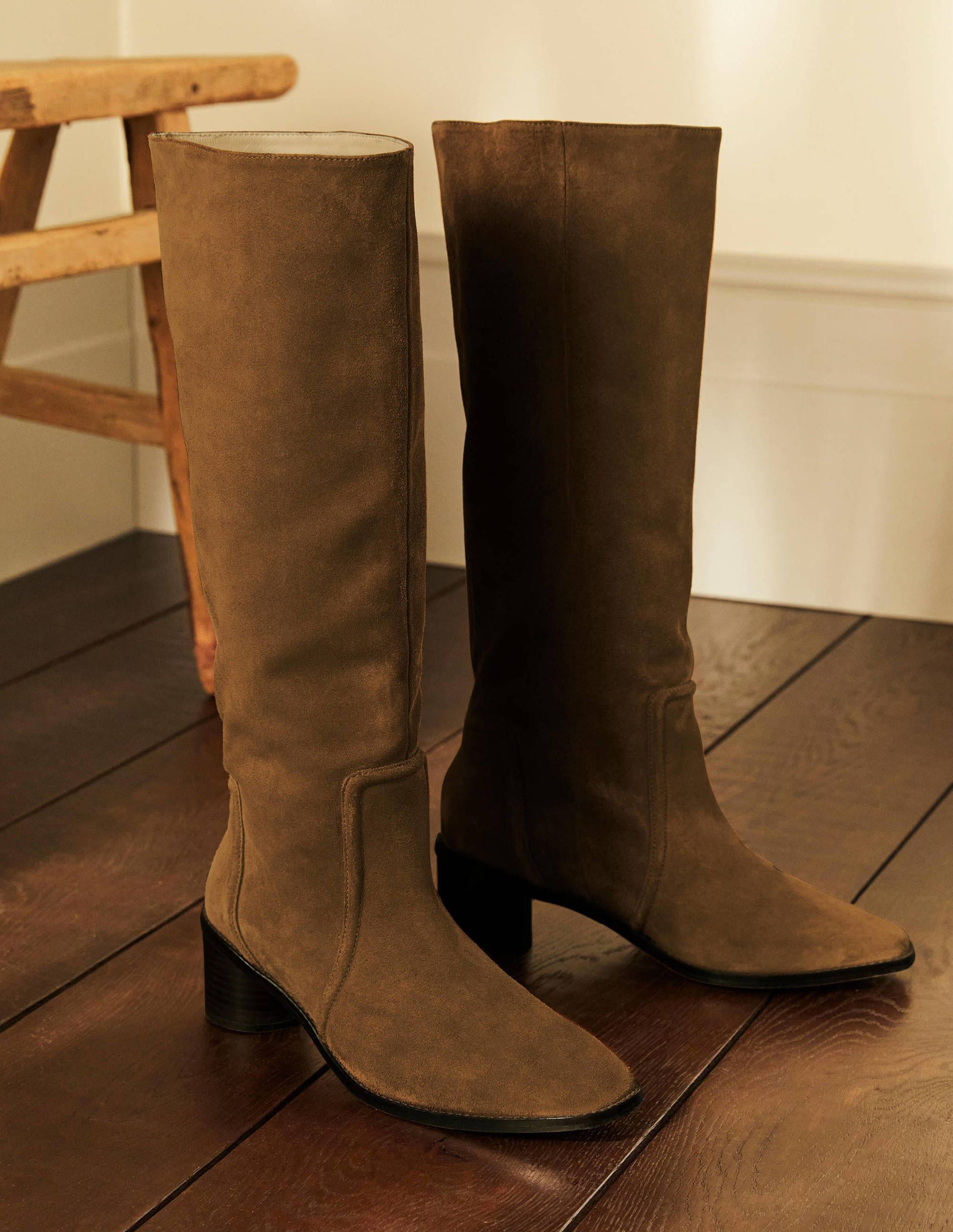 Suede Knee High Boots-Tobacco-1