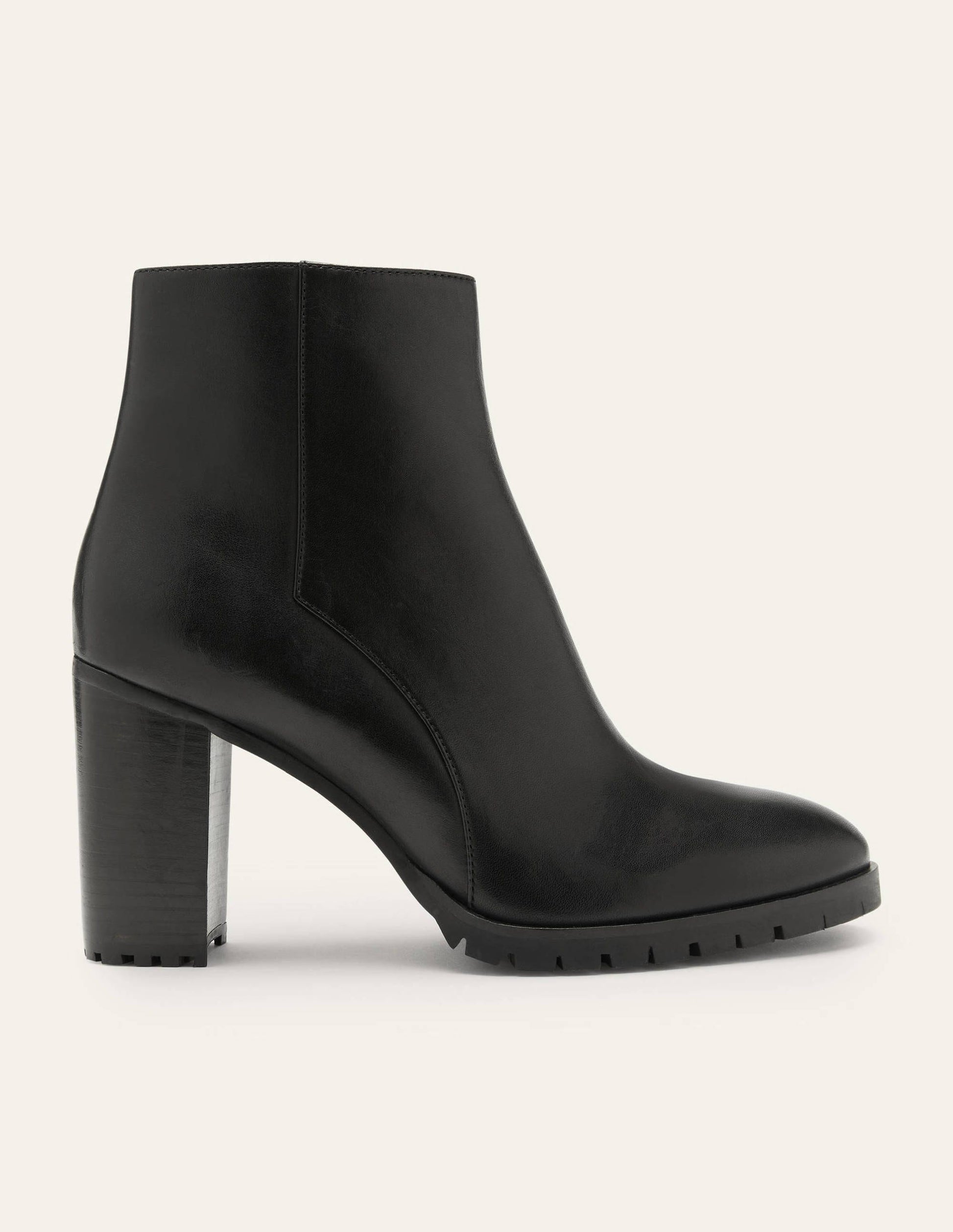 Heeled Leather Ankle Boots-Black-2
