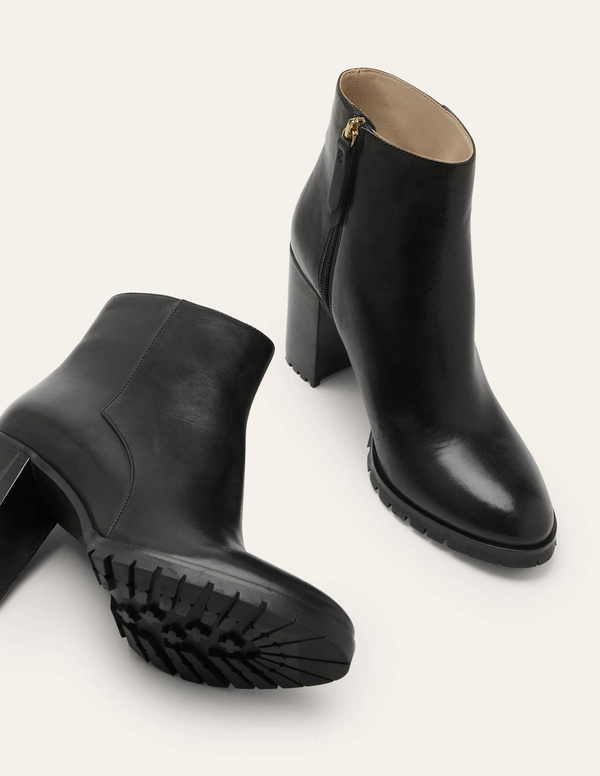 Heeled Leather Ankle Boots-Black-3
