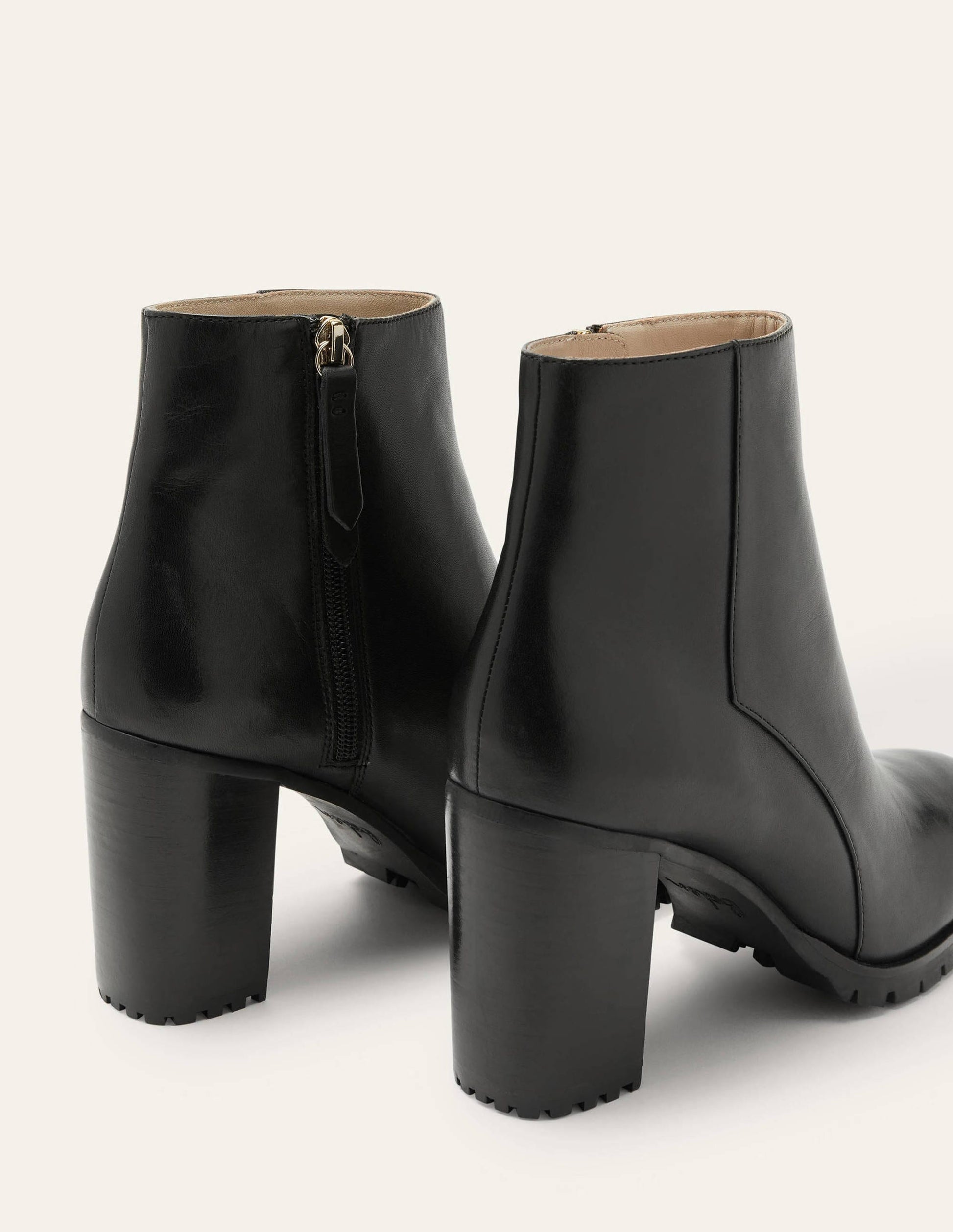 Heeled Leather Ankle Boots-Black-4