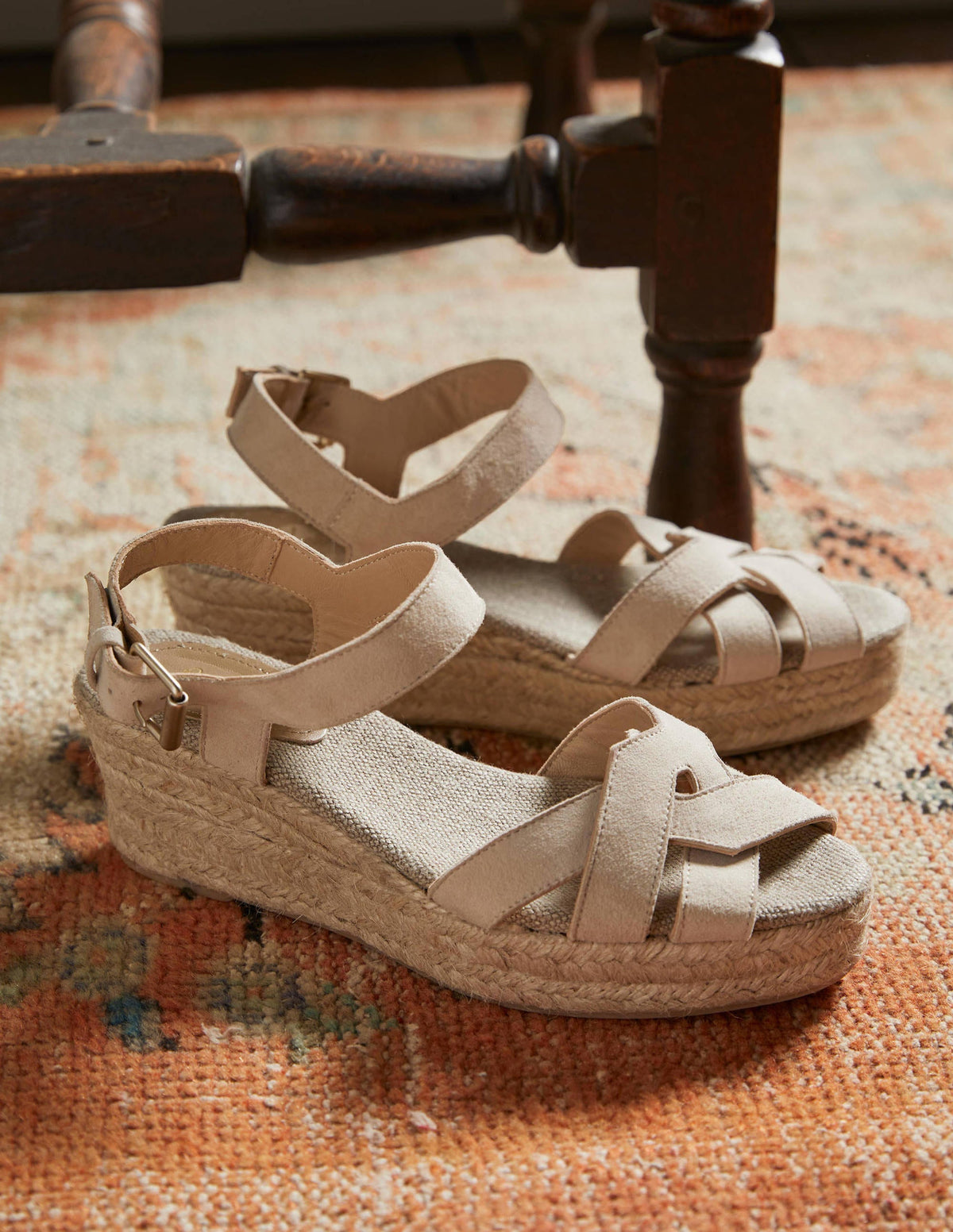 Geometric Espadrille Wedges-Oatmeal - Image 1