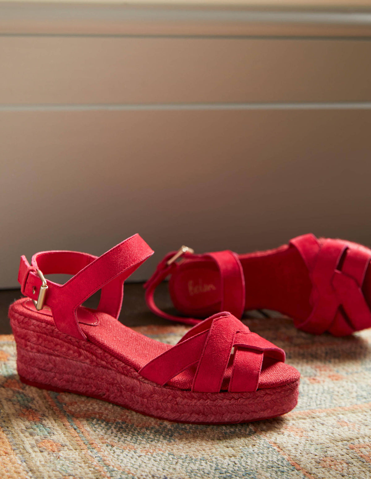Geometric Espadrille Wedges-Bright Poppy-1