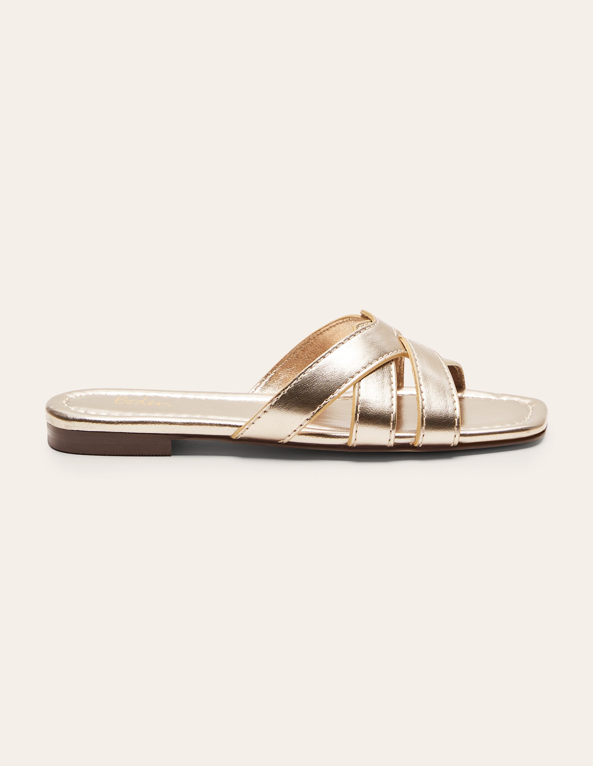 Geometric Flat Slides-Pale Gold Metallic - Image 2