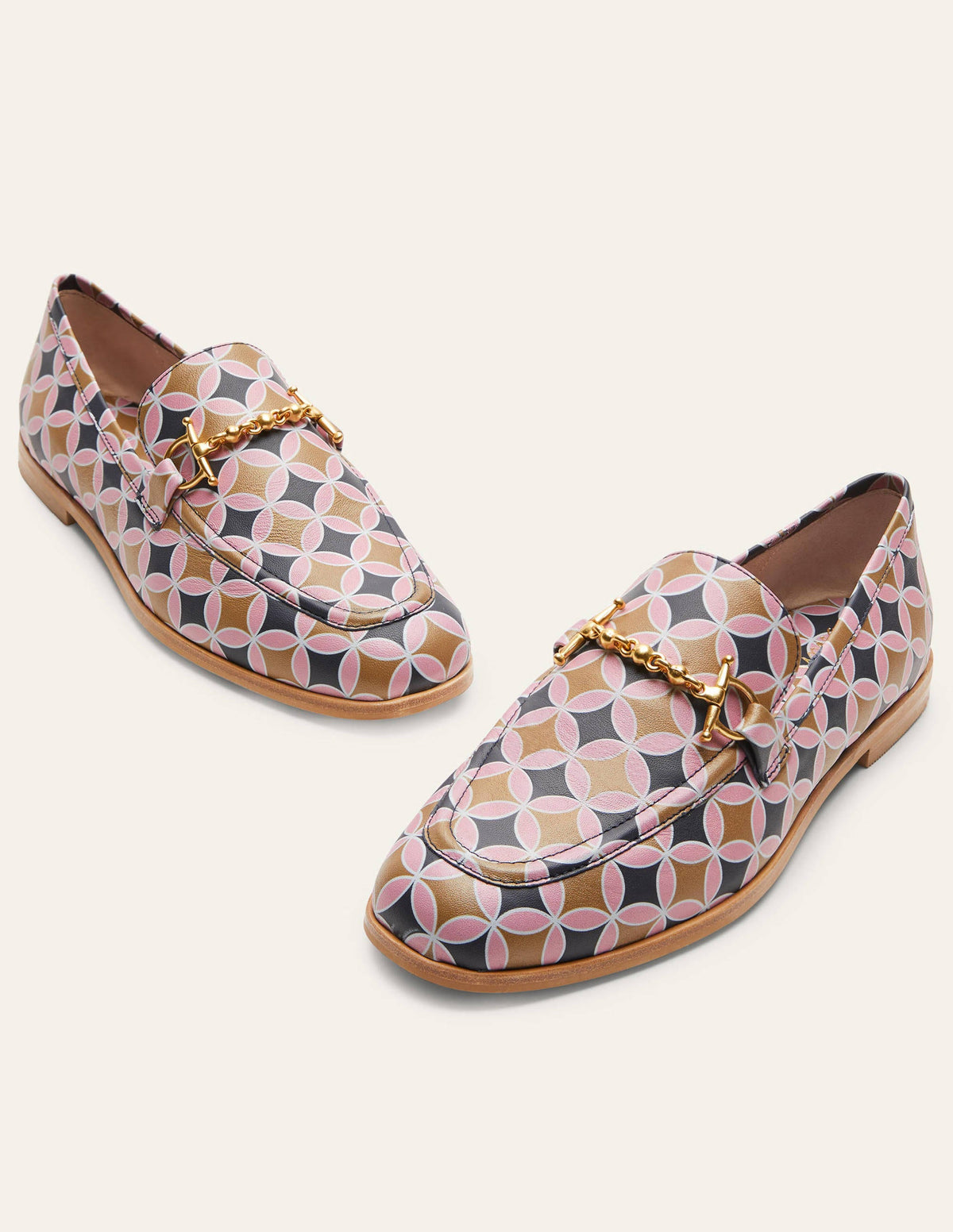 Snaffle Detail Leather Loafers-Camel, Spiro-3