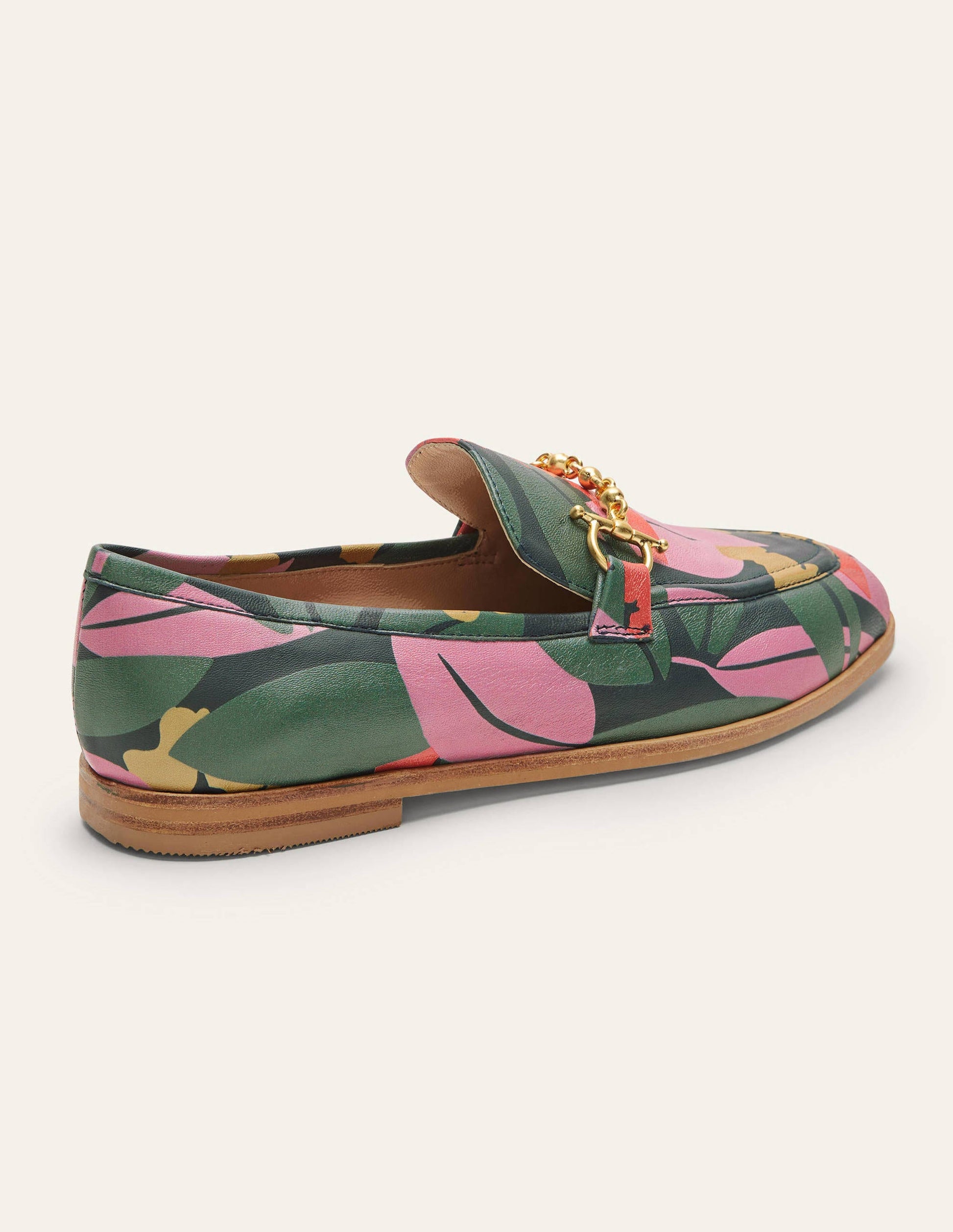 Snaffle Detail Leather Loafers-Navy, Abstract Bloom-4