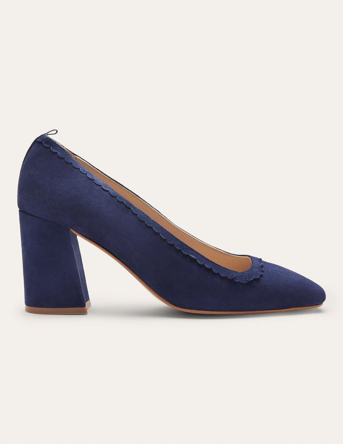 Scalloped Detail Court Heels-Navy - Image 3