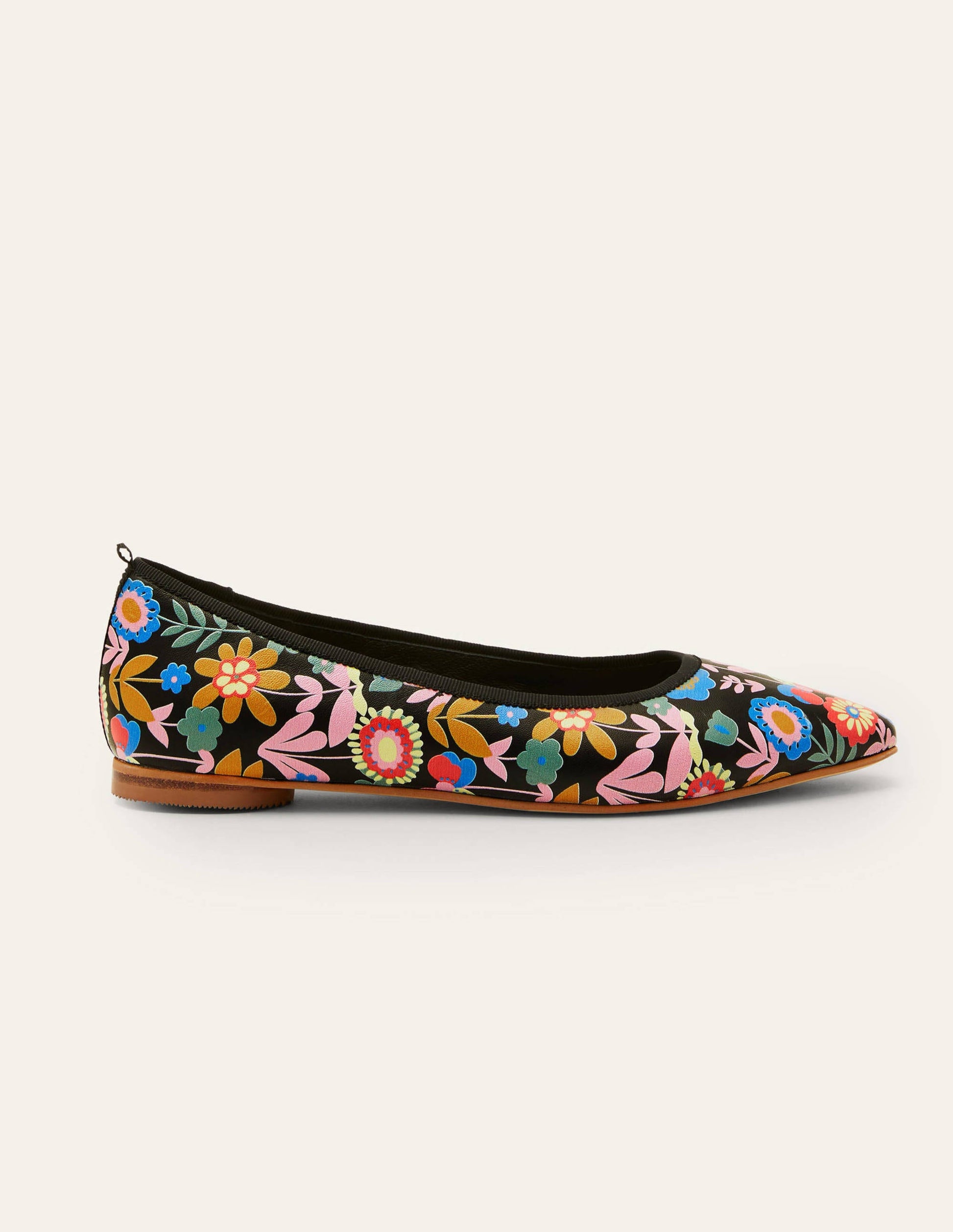 Almond Toe Ballerinas-Black, Flora Bloom-2
