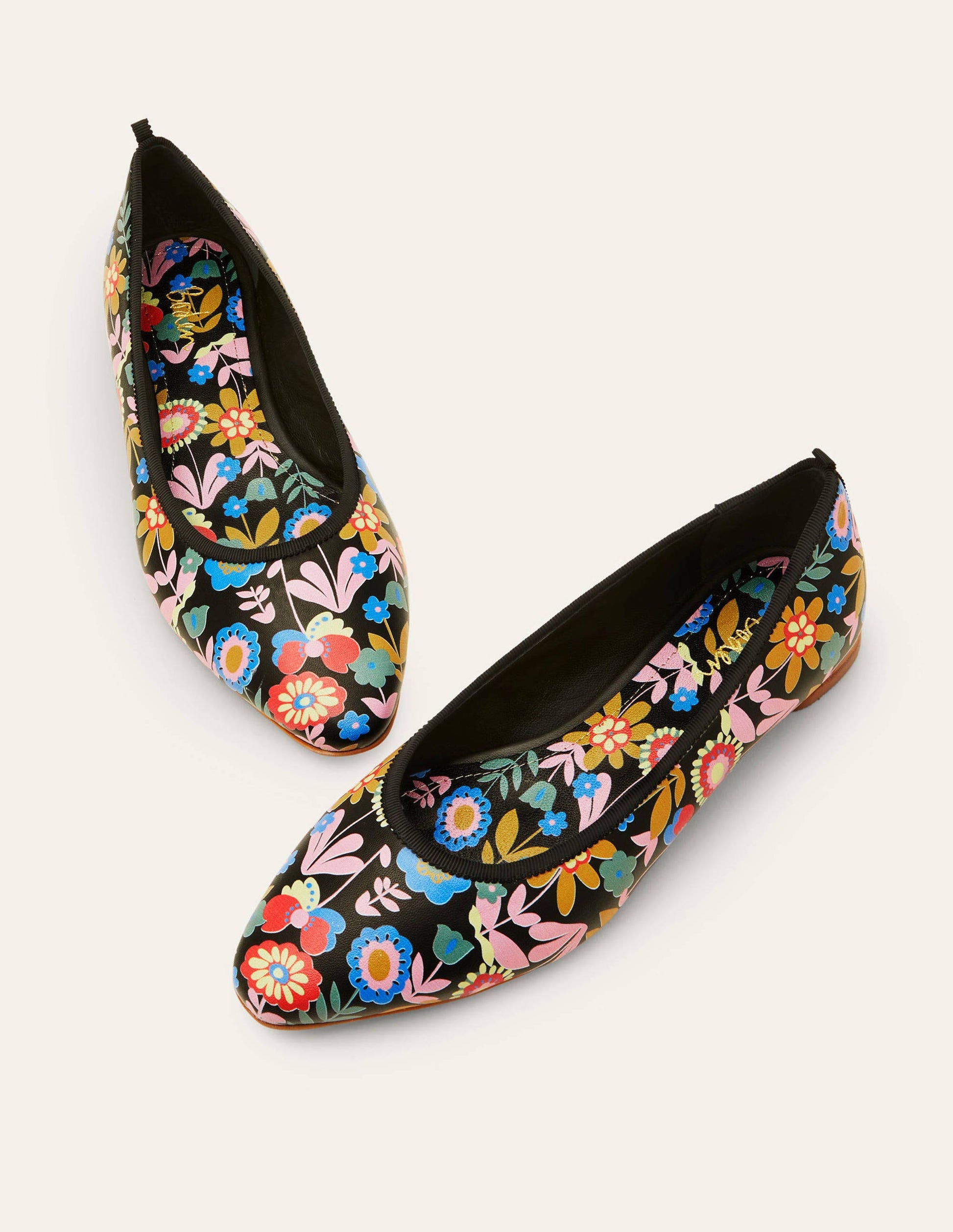 Almond Toe Ballerinas-Black, Flora Bloom-3