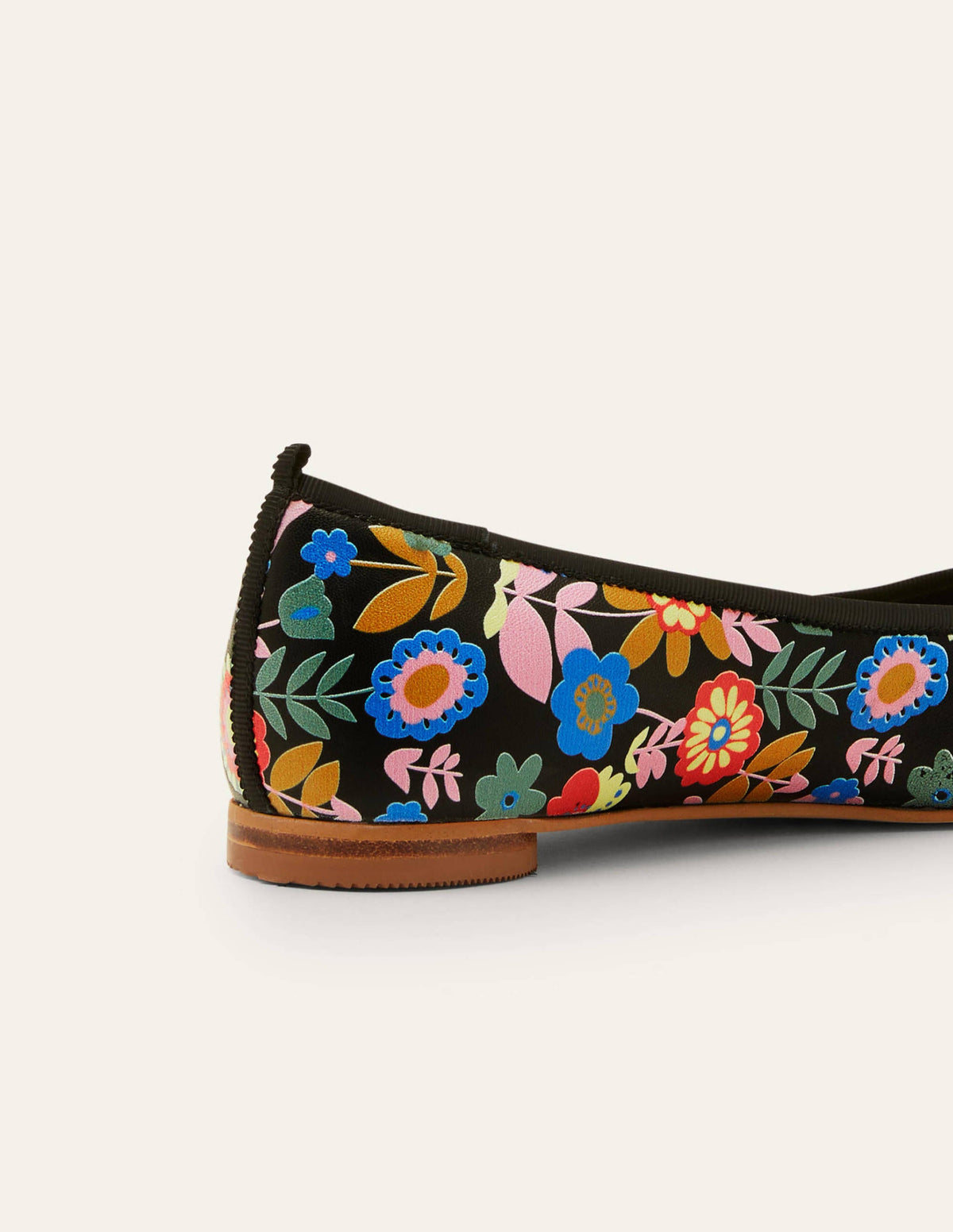 Almond Toe Ballerinas-Black, Flora Bloom - Image 4
