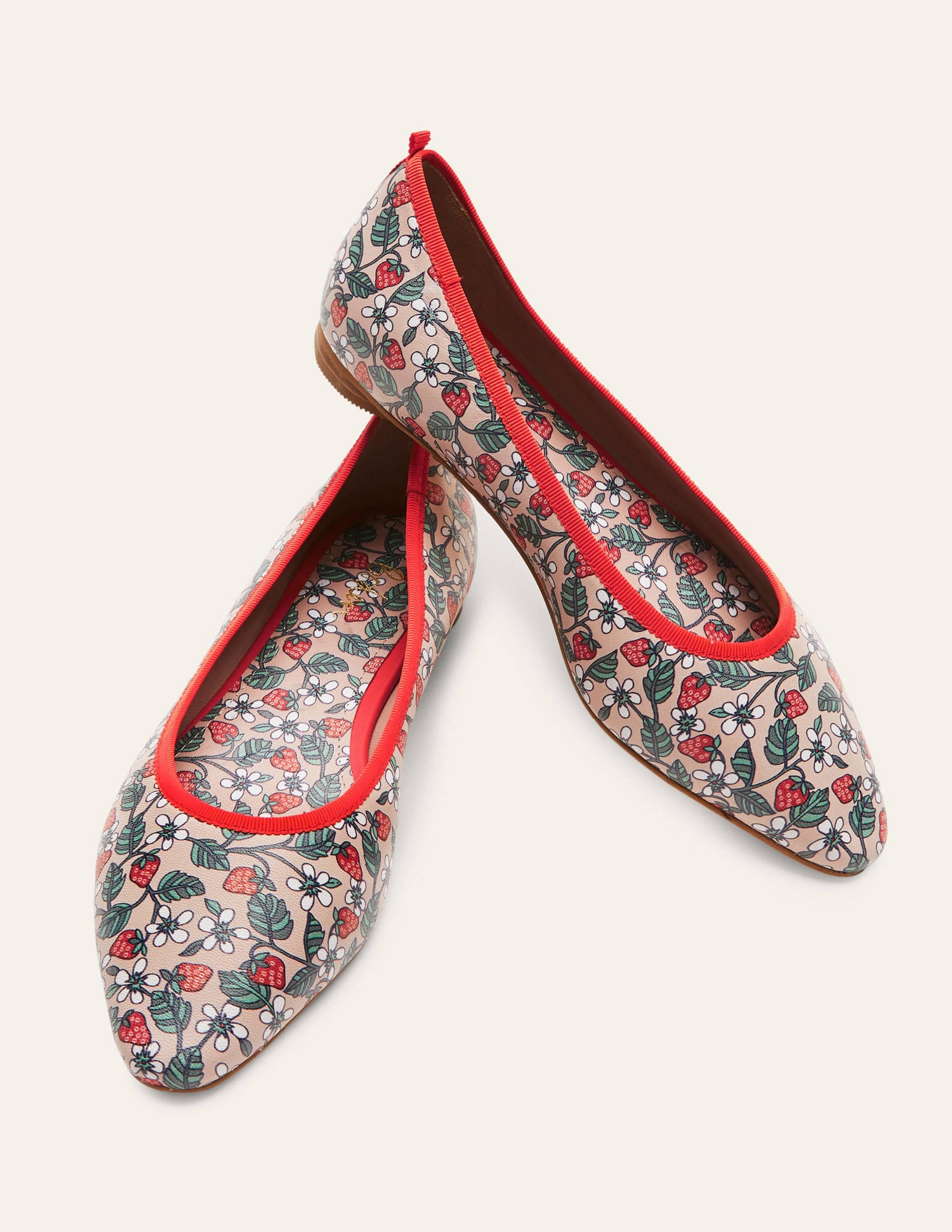 Almond Toe Ballerinas-Milkshake, Flora Berry - Image 3