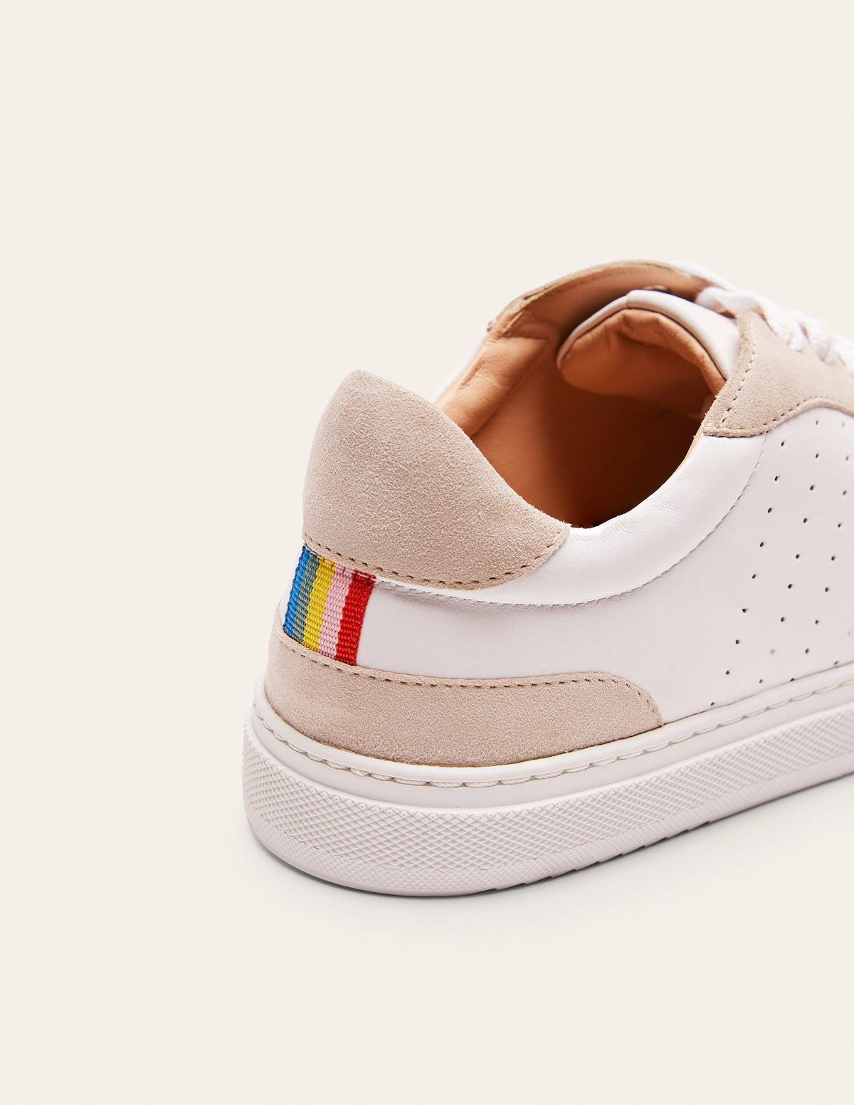 Lace Up Leather Sneakers-Ecru-2