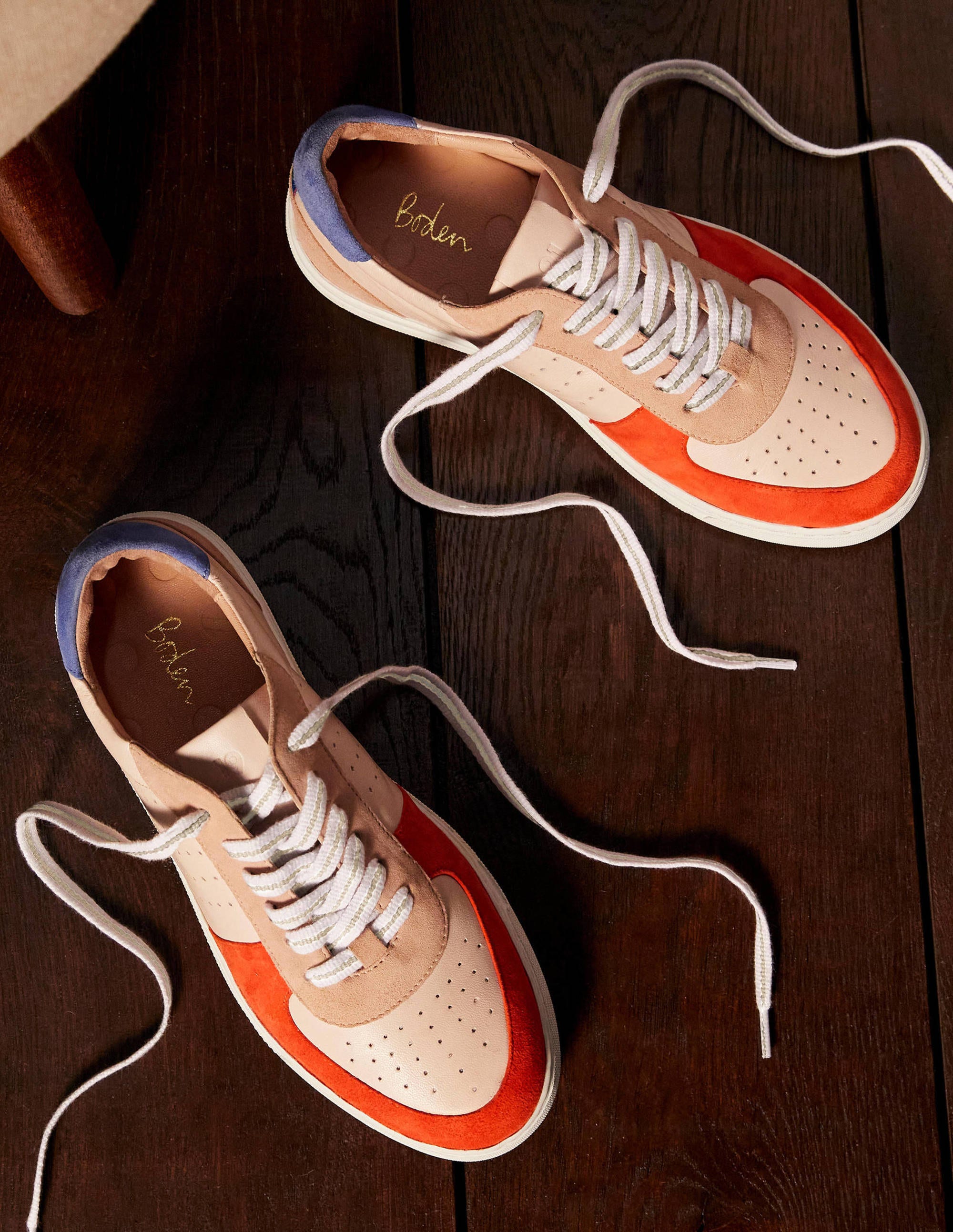 Lace Up Leather Sneakers-Firecracker - Image 1