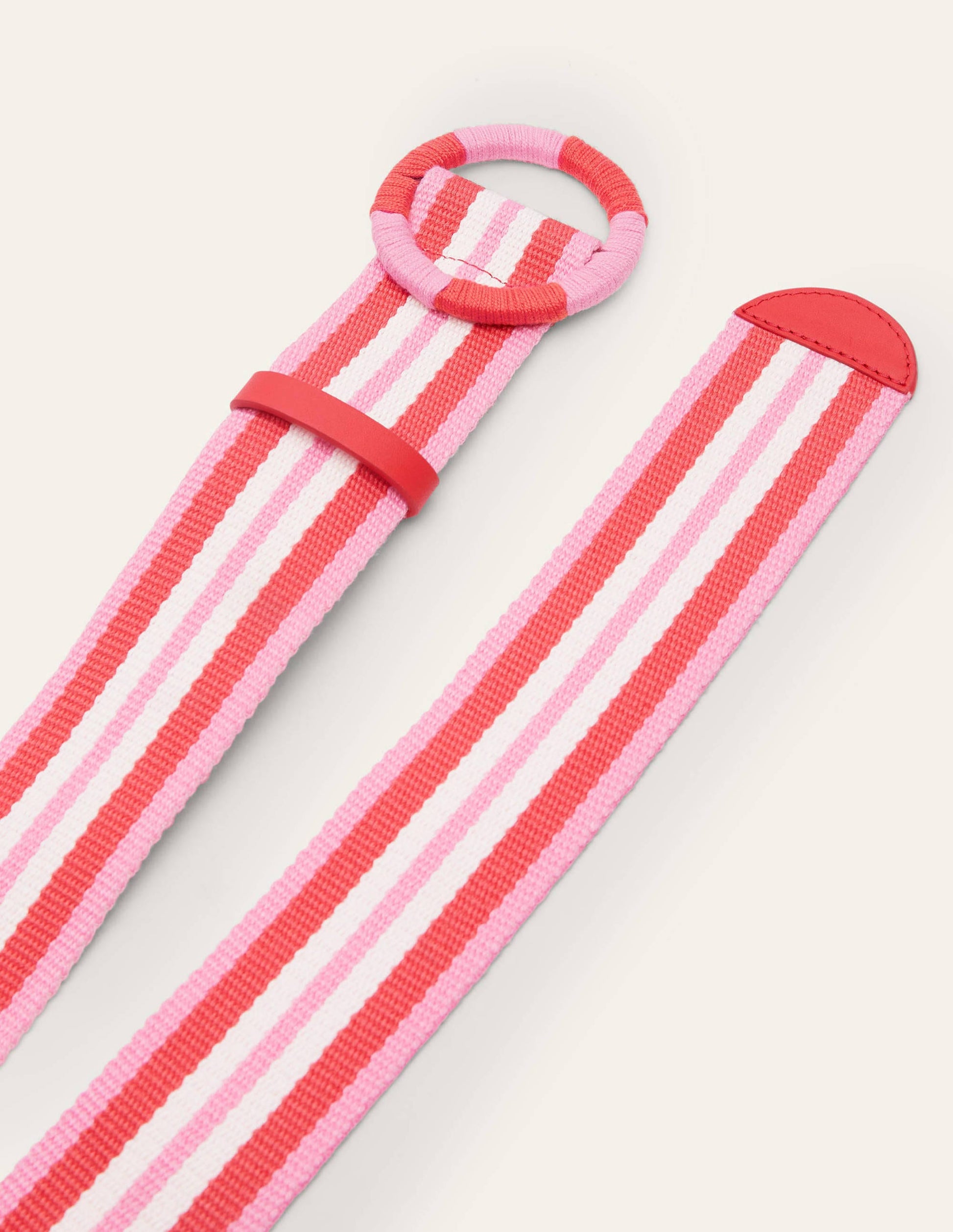 Webbing Detail Waist Belt-Red Stripe-2