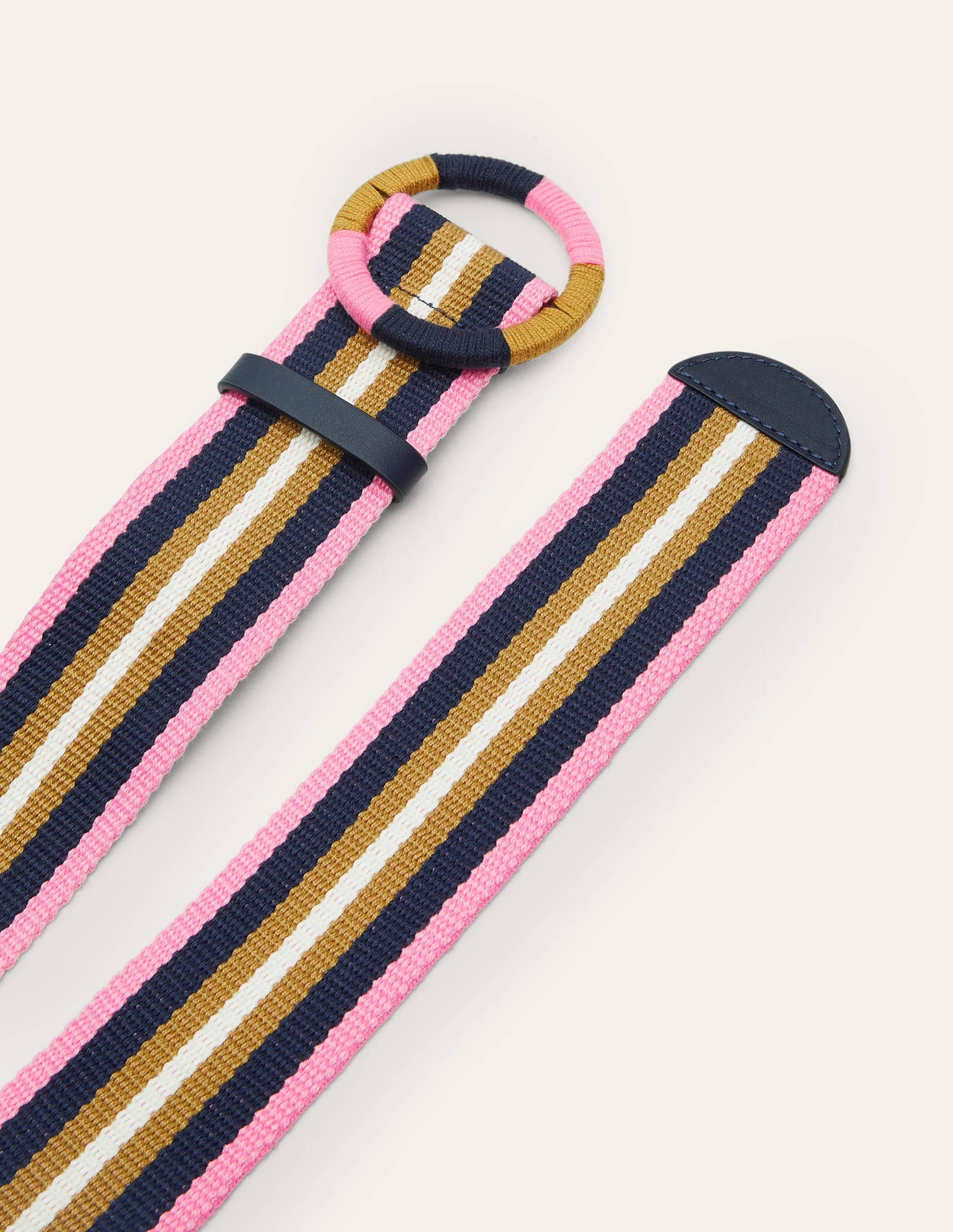 Webbing Detail Waist Belt-Navy Stripe - Image 2