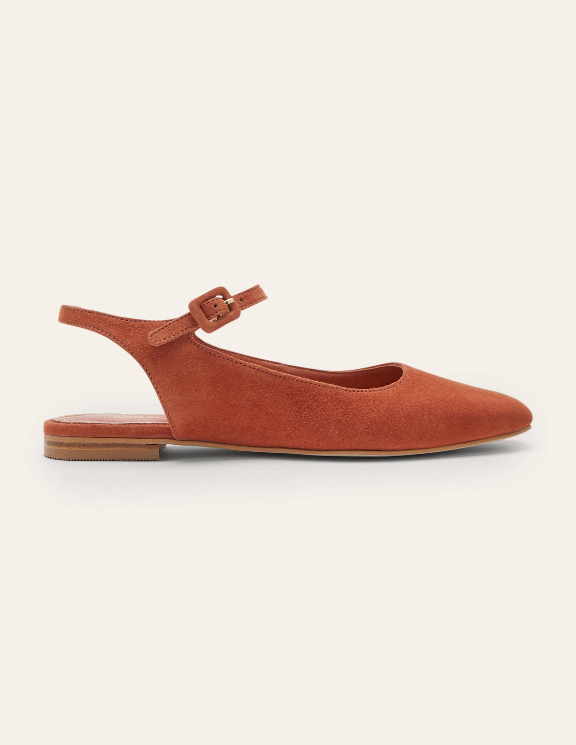 Square Toe Flat Slingbacks-Copper Red Suede - Image 2