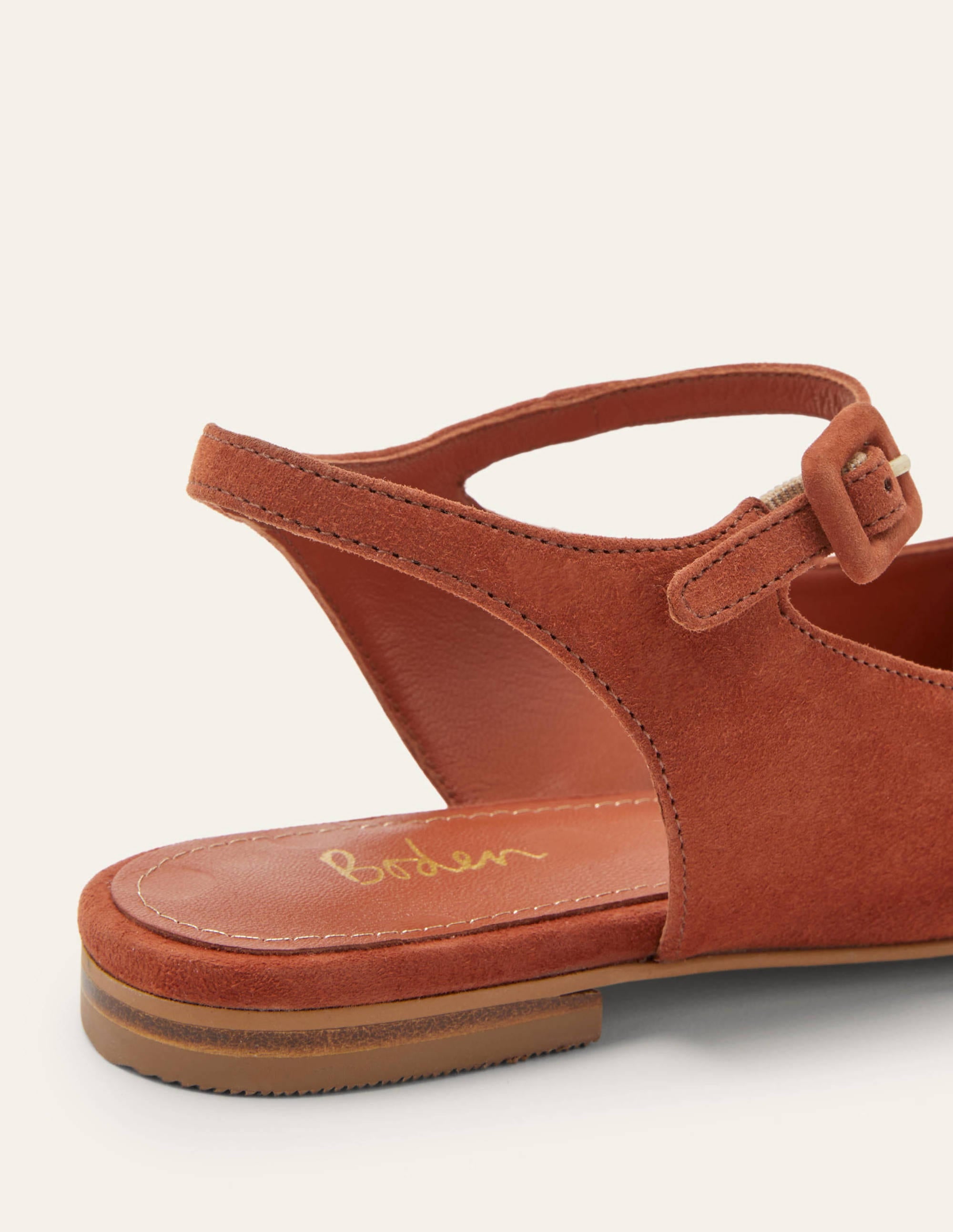 Square Toe Flat Slingbacks-Copper Red Suede - Image 3
