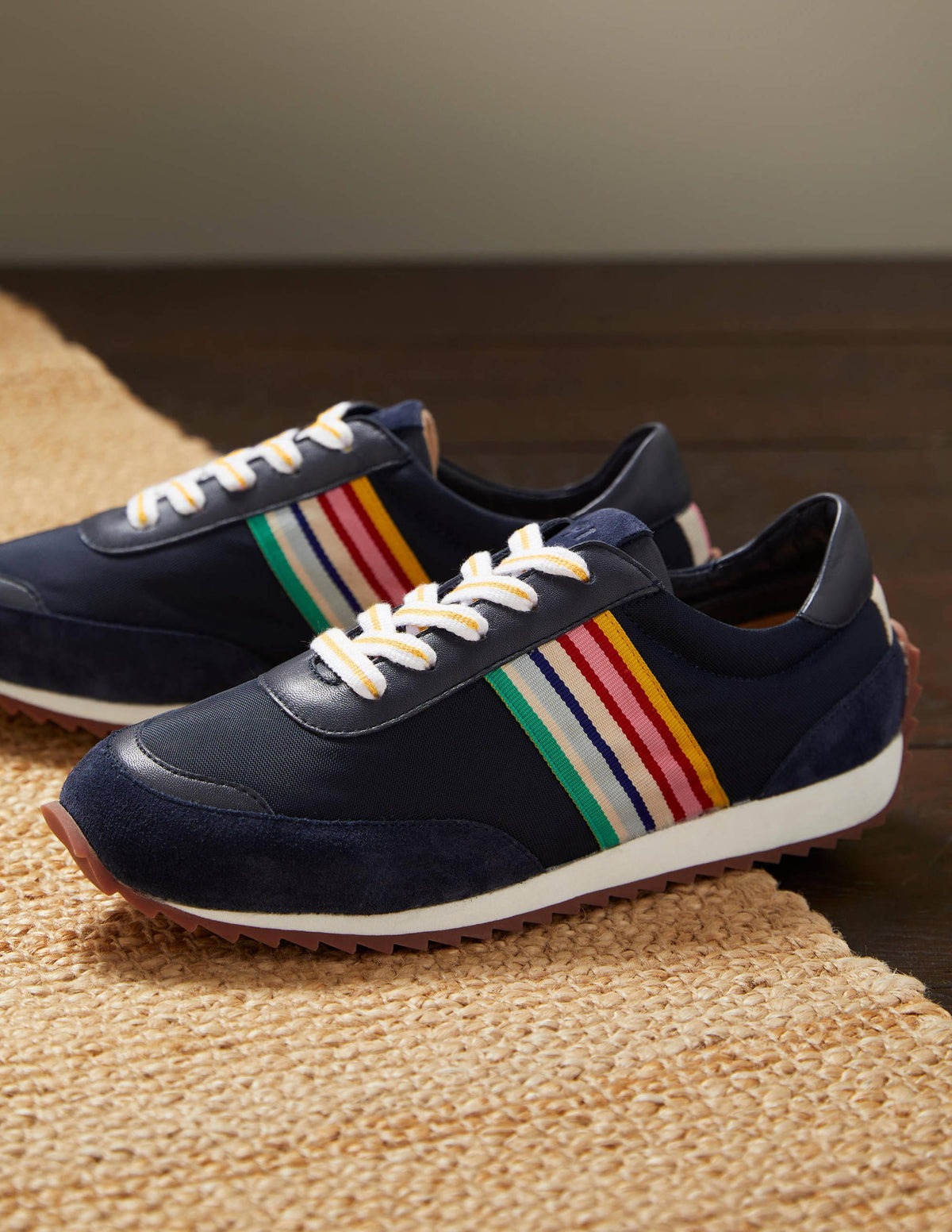 Striped Runner Sneakers-Navy, Multi Stripe - Image 1