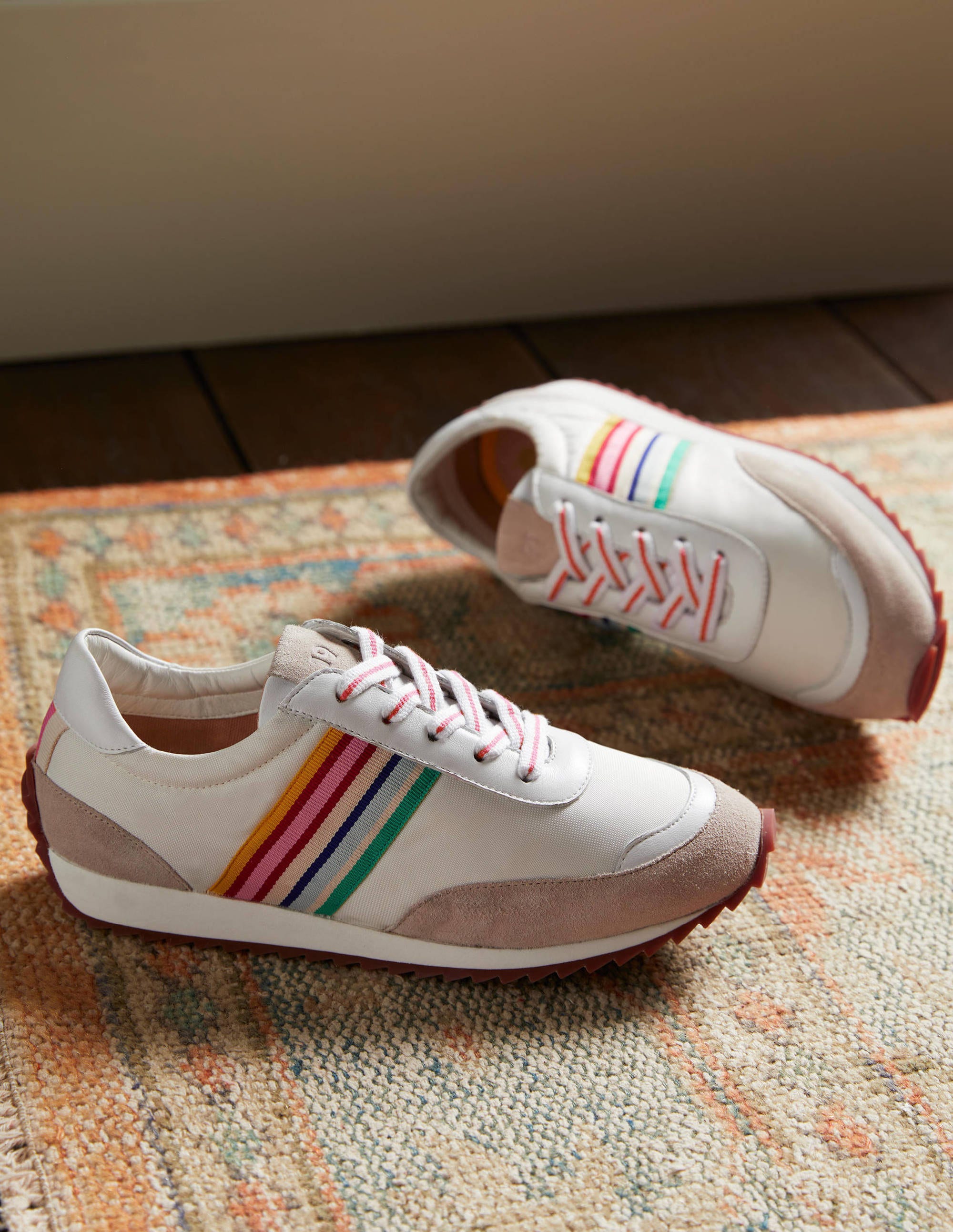 Striped Runner Sneakers-White, Multi Stripe - Image 1
