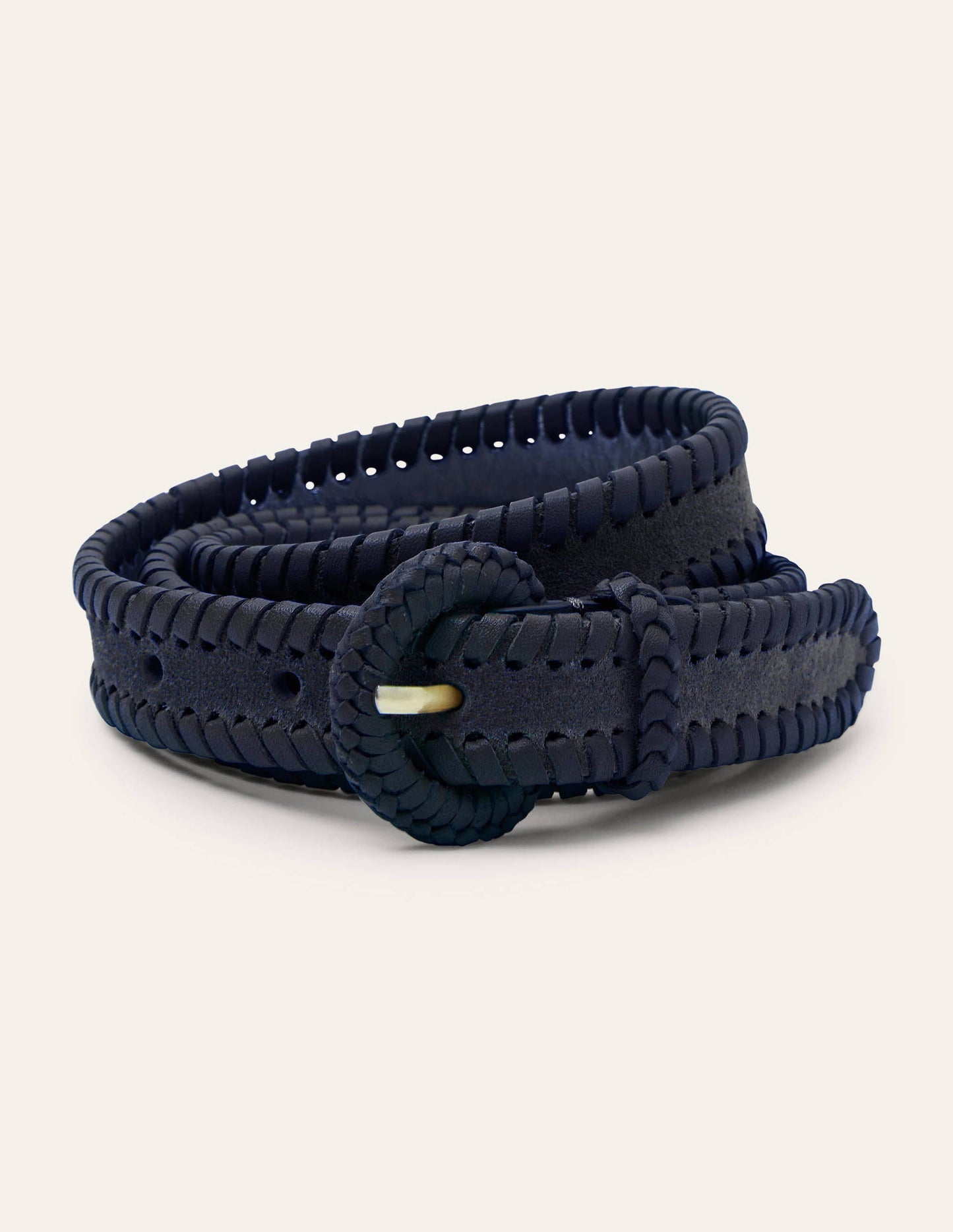 Skinny Woven Belt-Navy