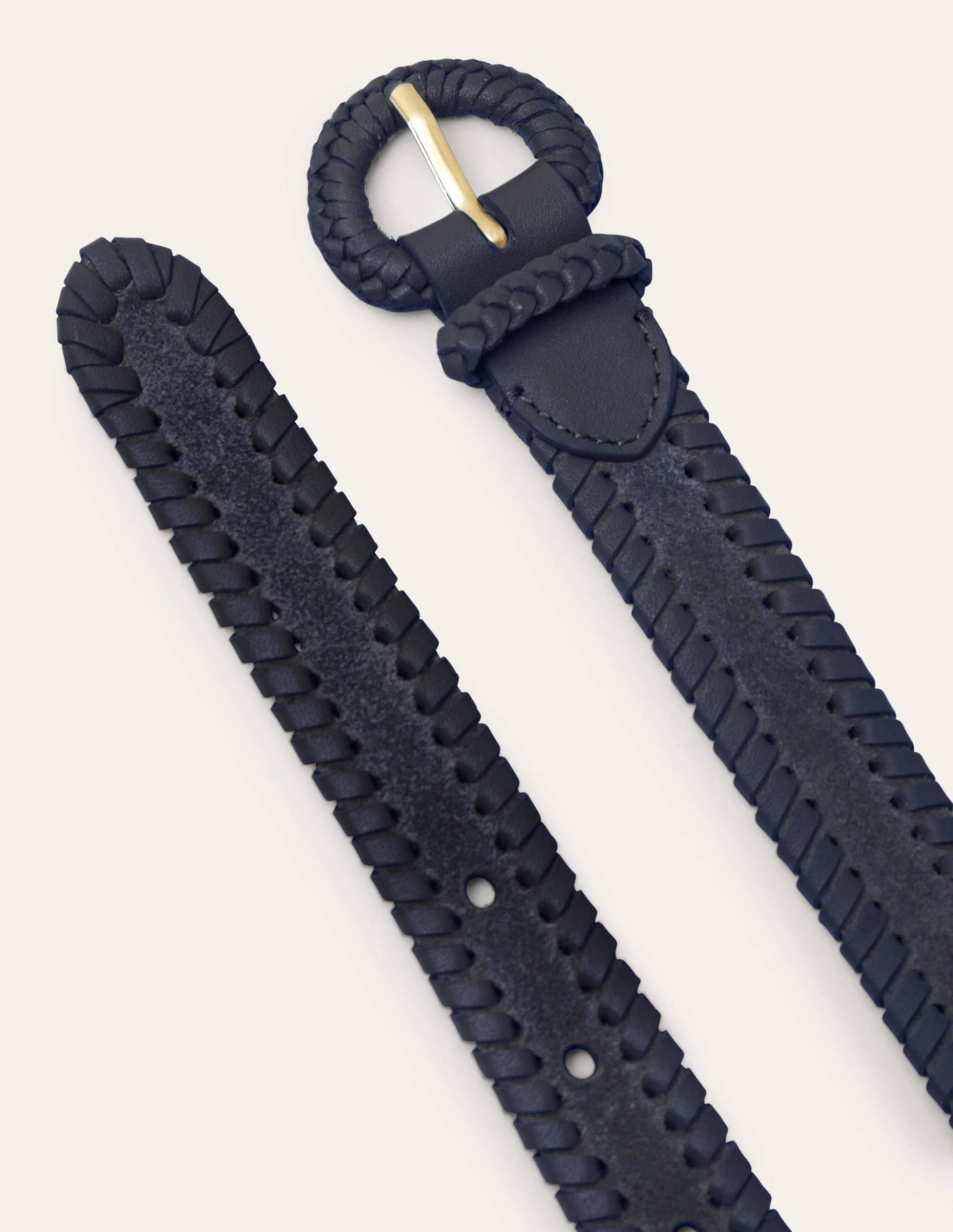 Skinny Woven Belt-Navy-2