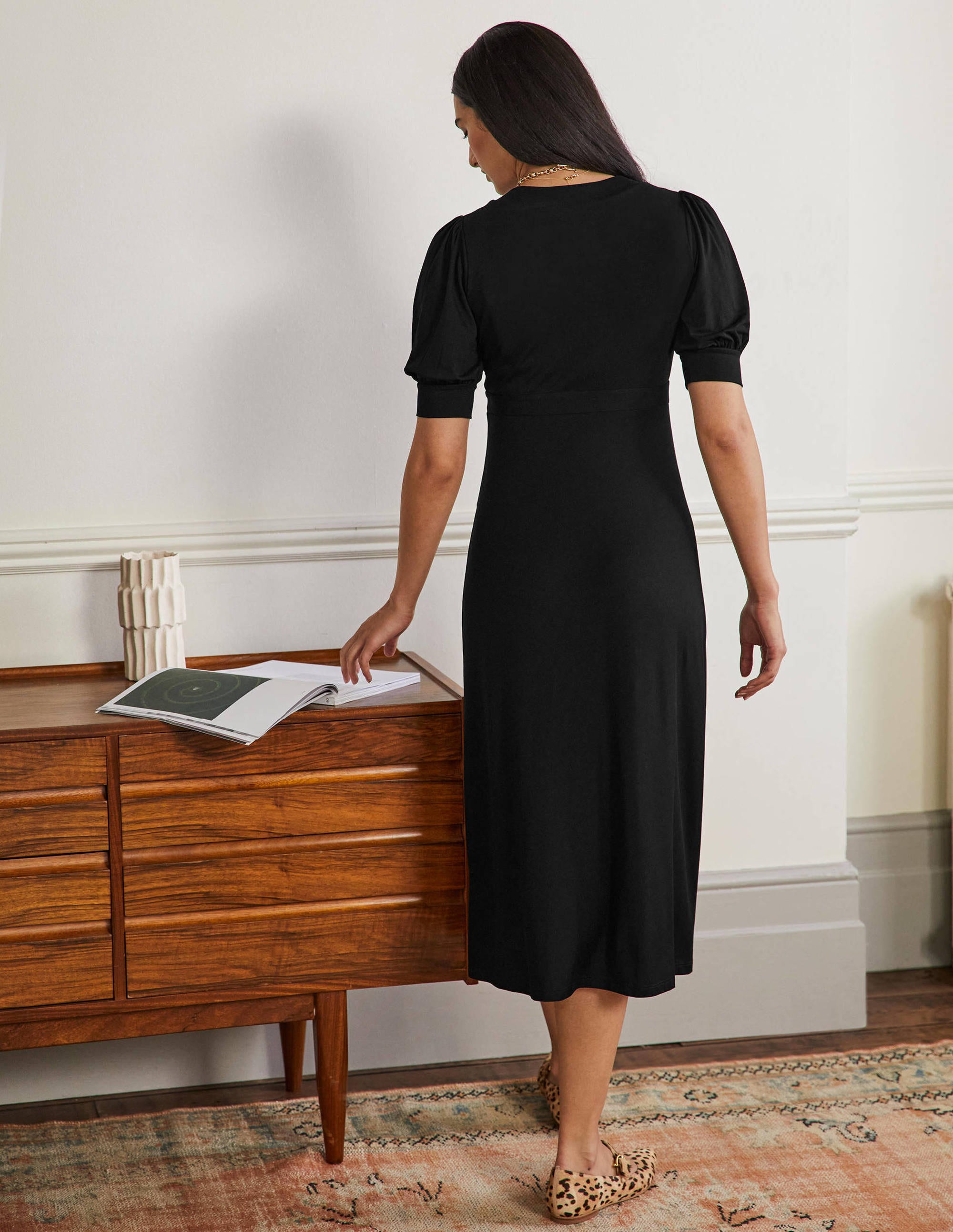 Eva Jersey Midi Dress-Black - Image 3