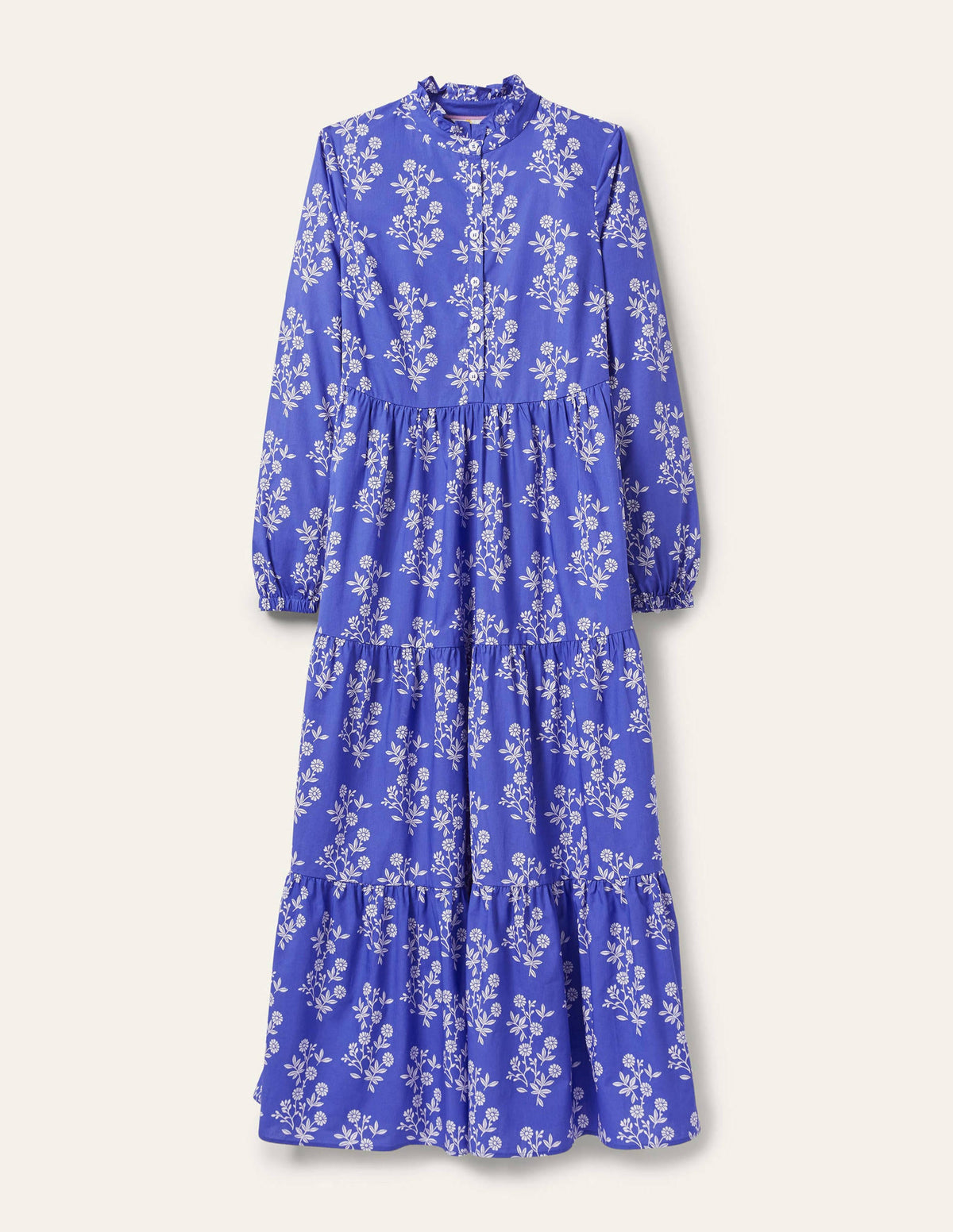 Tiered Maxi Shirt Dress-Atlantic Ocean, Leafy Cluster - Image 5