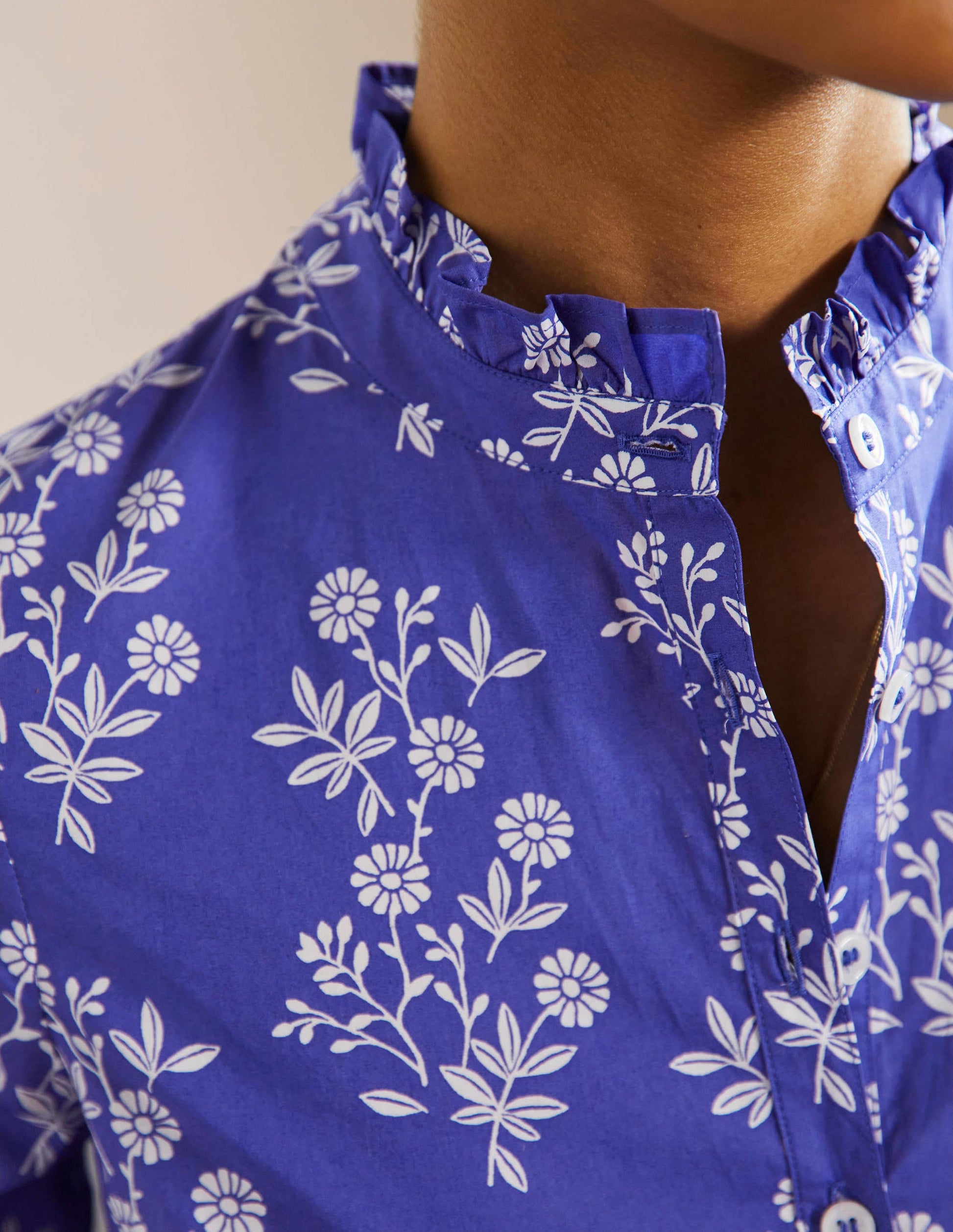 Tiered Maxi Shirt Dress-Atlantic Ocean, Leafy Cluster-2