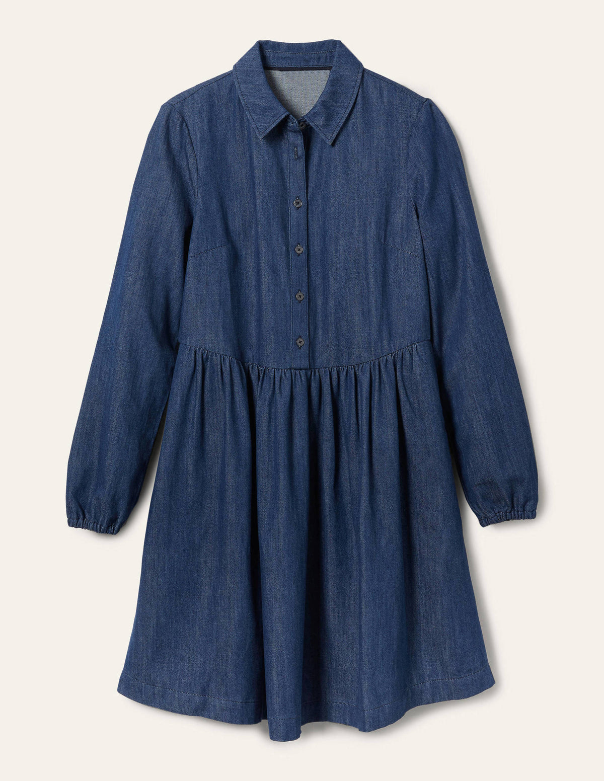 Denim Mini Shirt Dress-Denim - Image 5