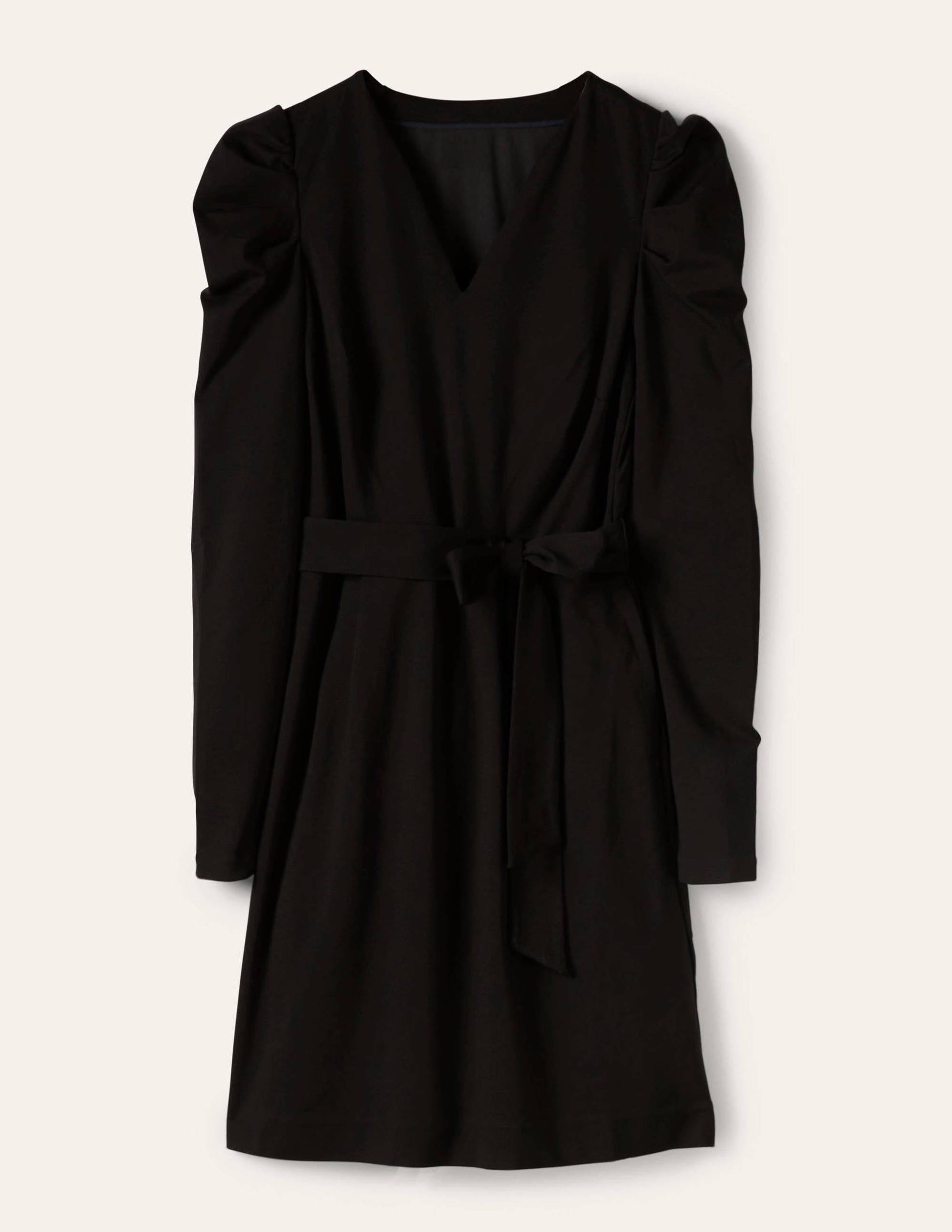 Puff Sleeve Jersey Dress-Black-5