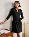 Puff Sleeve Jersey Dress-Black
