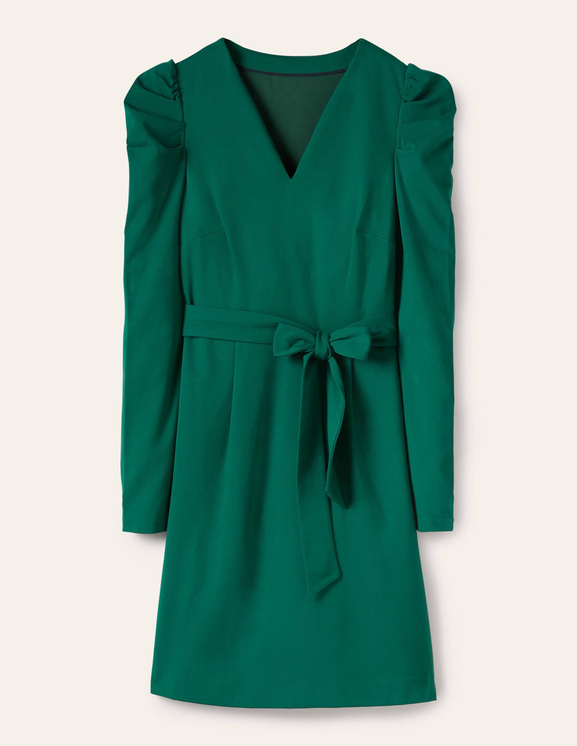 Puff Sleeve Jersey Dress-Deep Forest - Image 5
