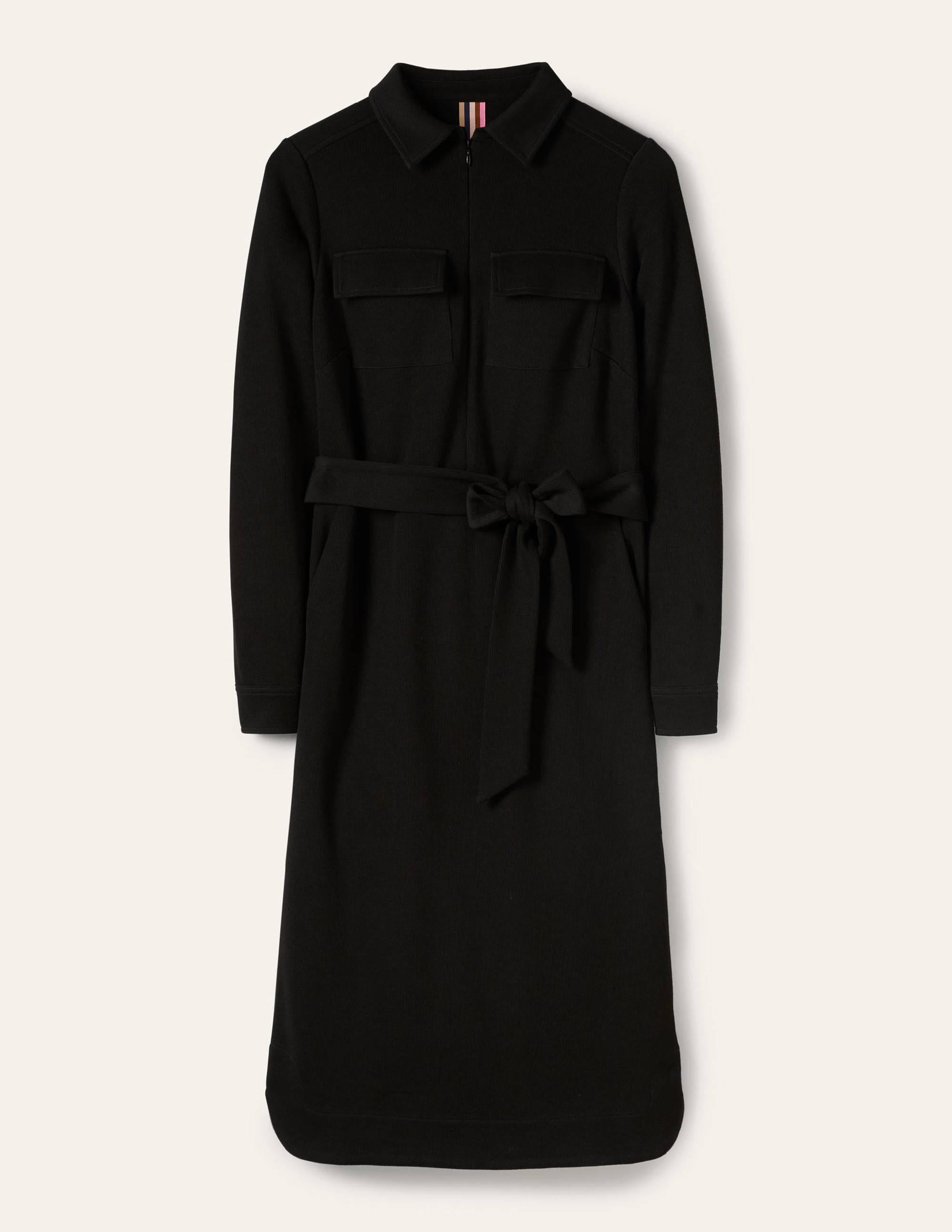Jersey Midi Shirt Dress-Black - Image 5
