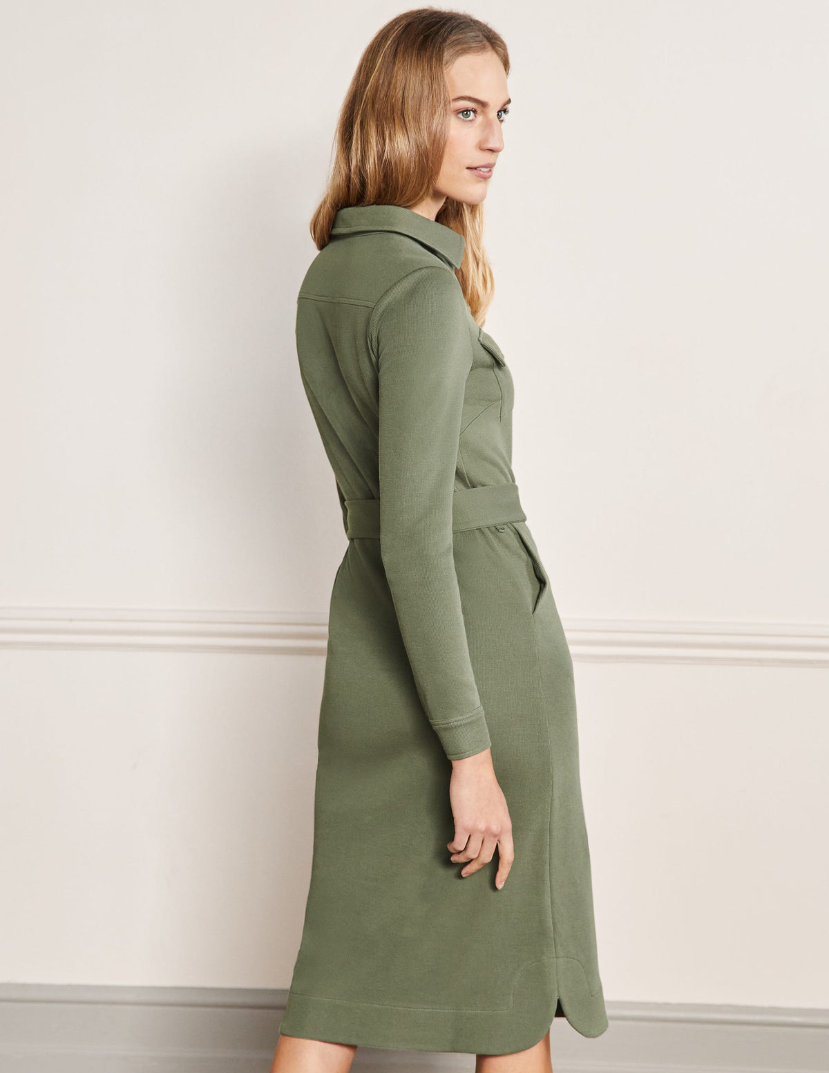 Jersey Midi Shirt Dress-Alder-3