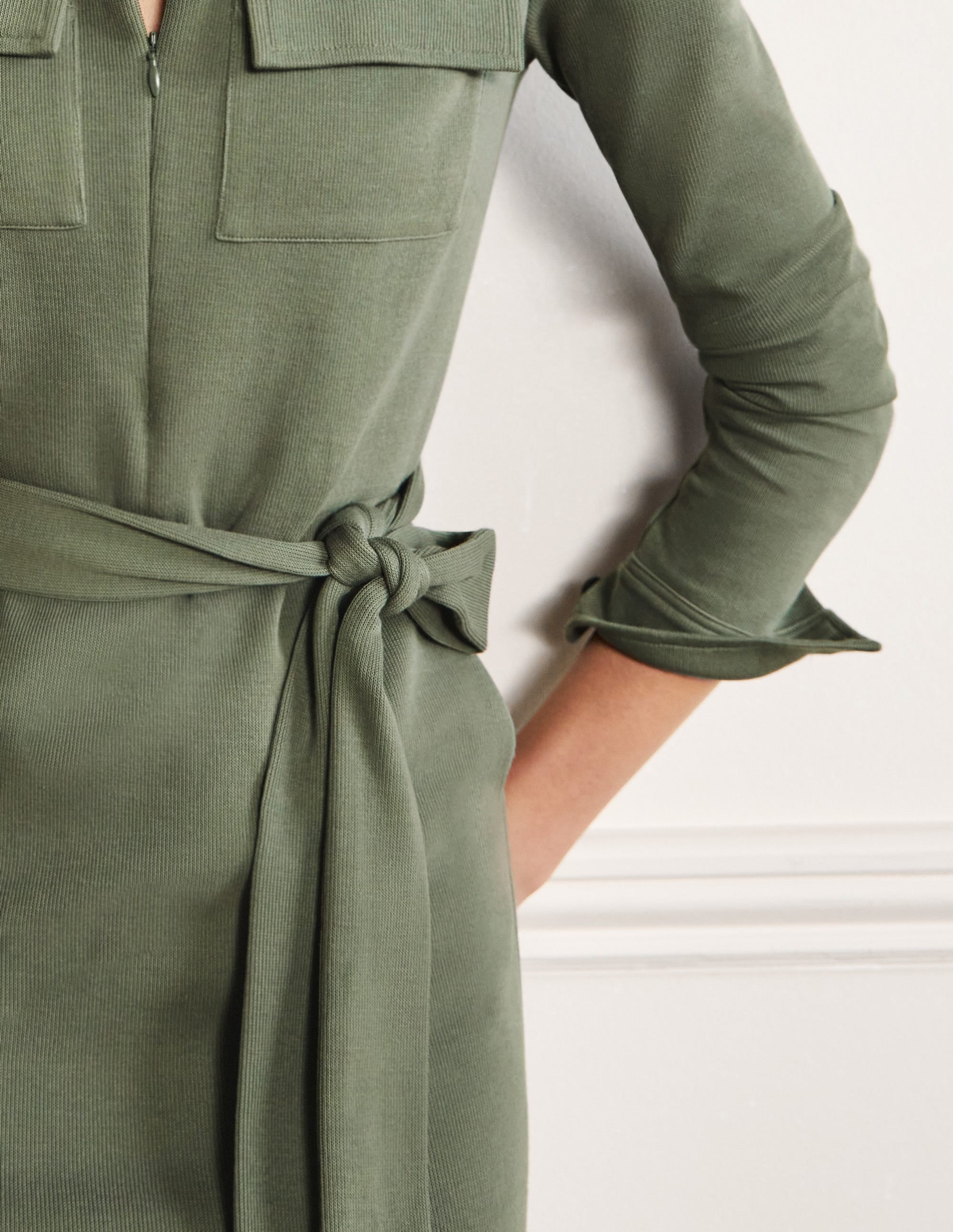 Jersey Midi Shirt Dress-Alder - Image 5