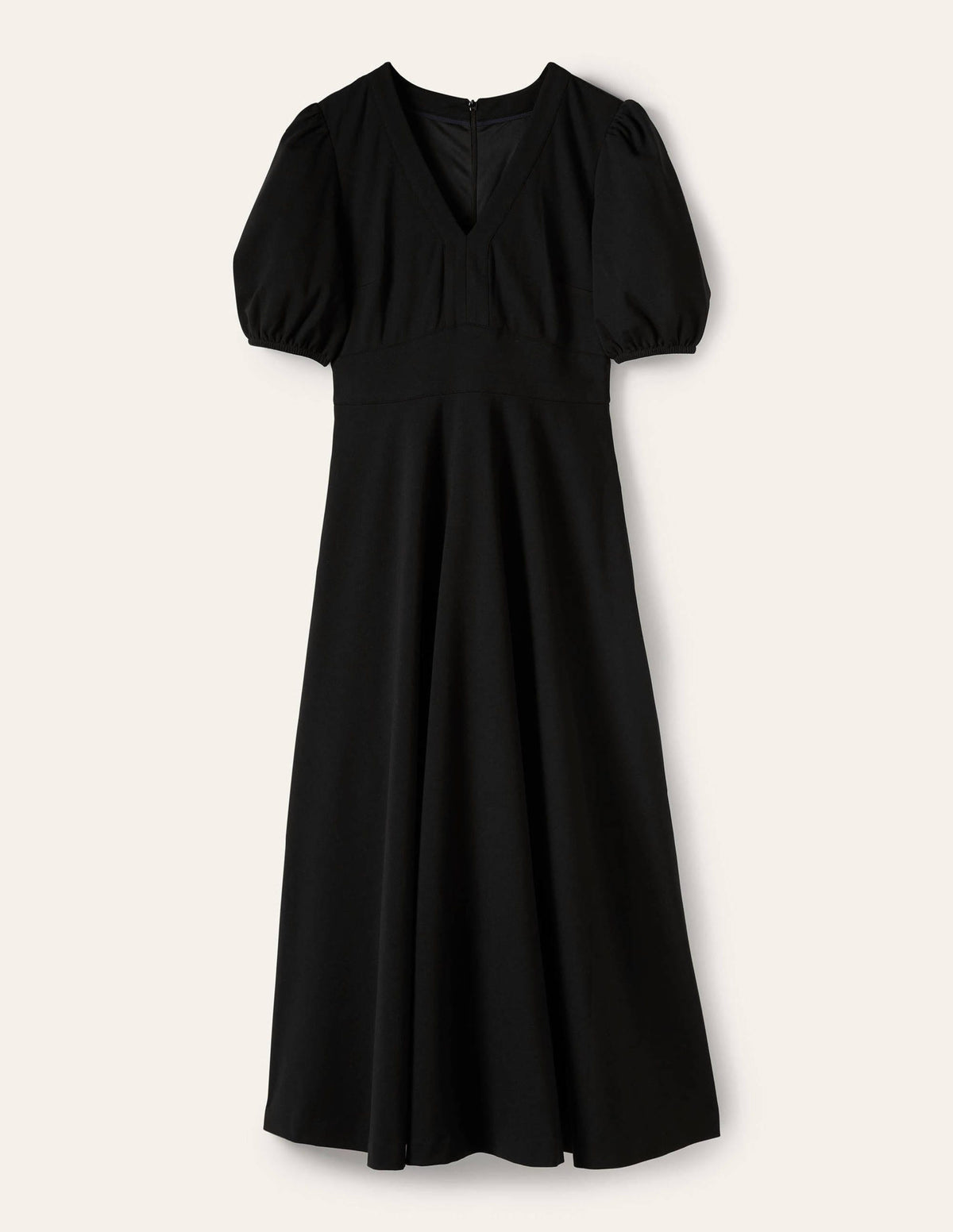 V-Neck Jersey Midi Dress-Black - Image 5