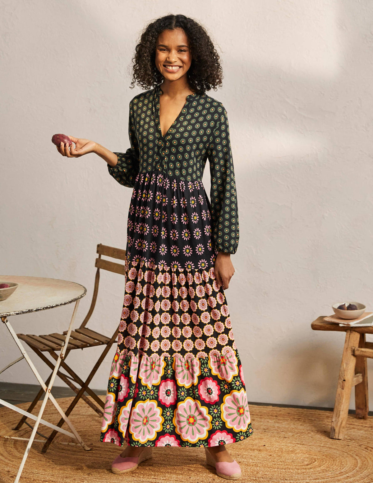 Tiered Jersey Maxi Dress-Hotch Potch Multi - Image 1
