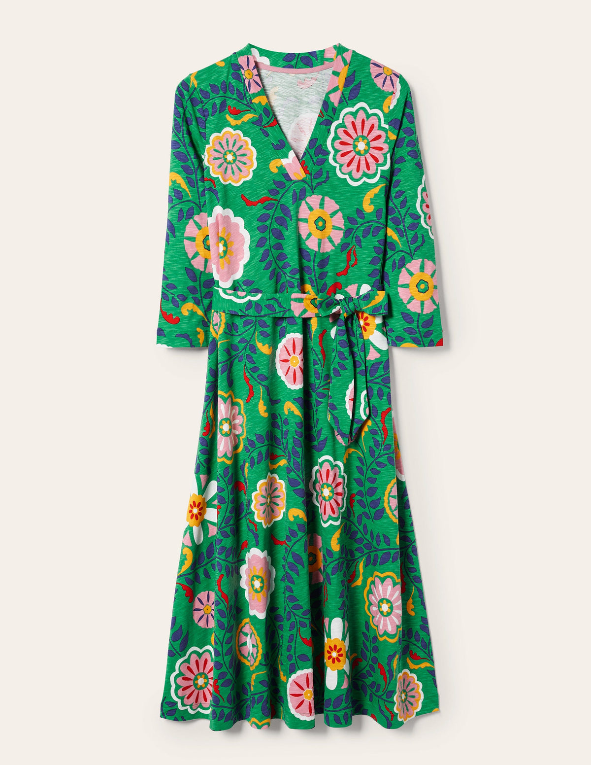 Jersey Kaftan Midi Dress-English Ivy, Opulent Garden - Image 5