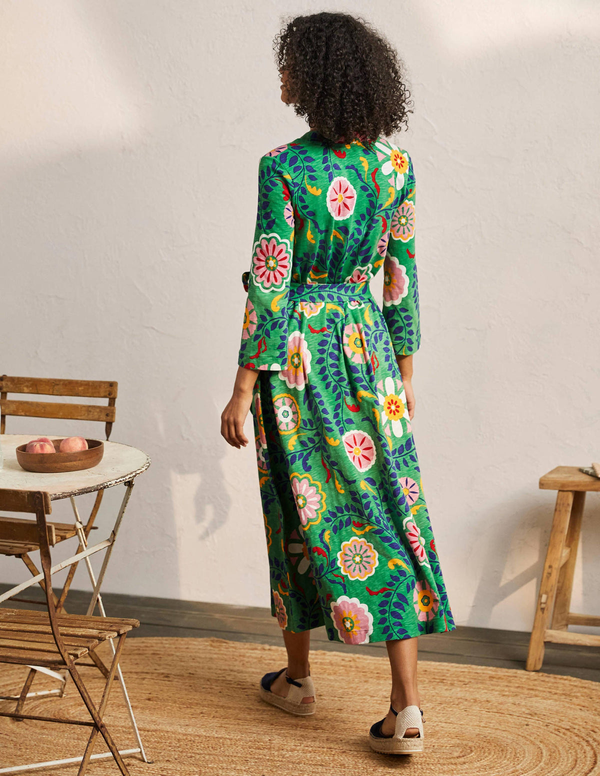 Jersey Kaftan Midi Dress-English Ivy, Opulent Garden-3