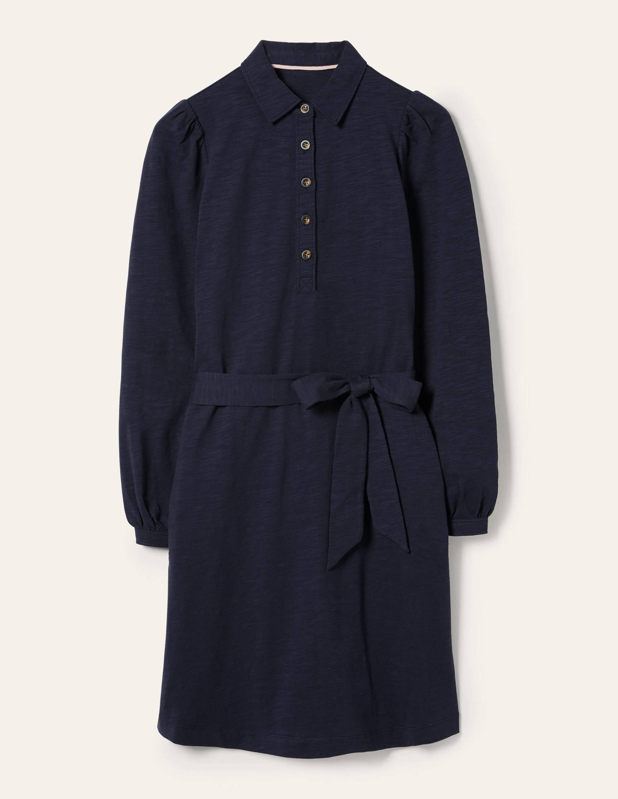 Jersey Shirt Dress-Navy - Image 5