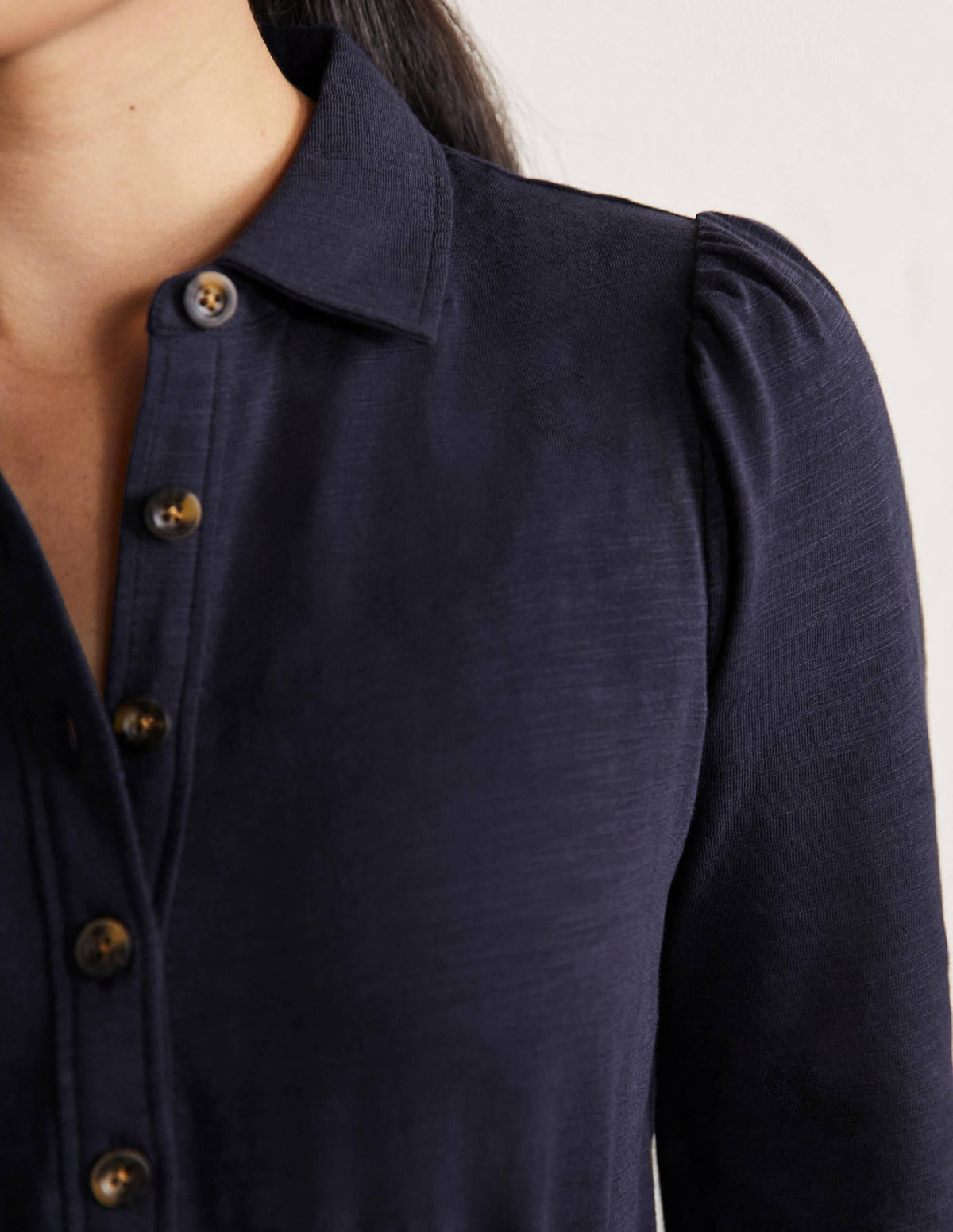 Jersey Shirt Dress-Navy - Image 2