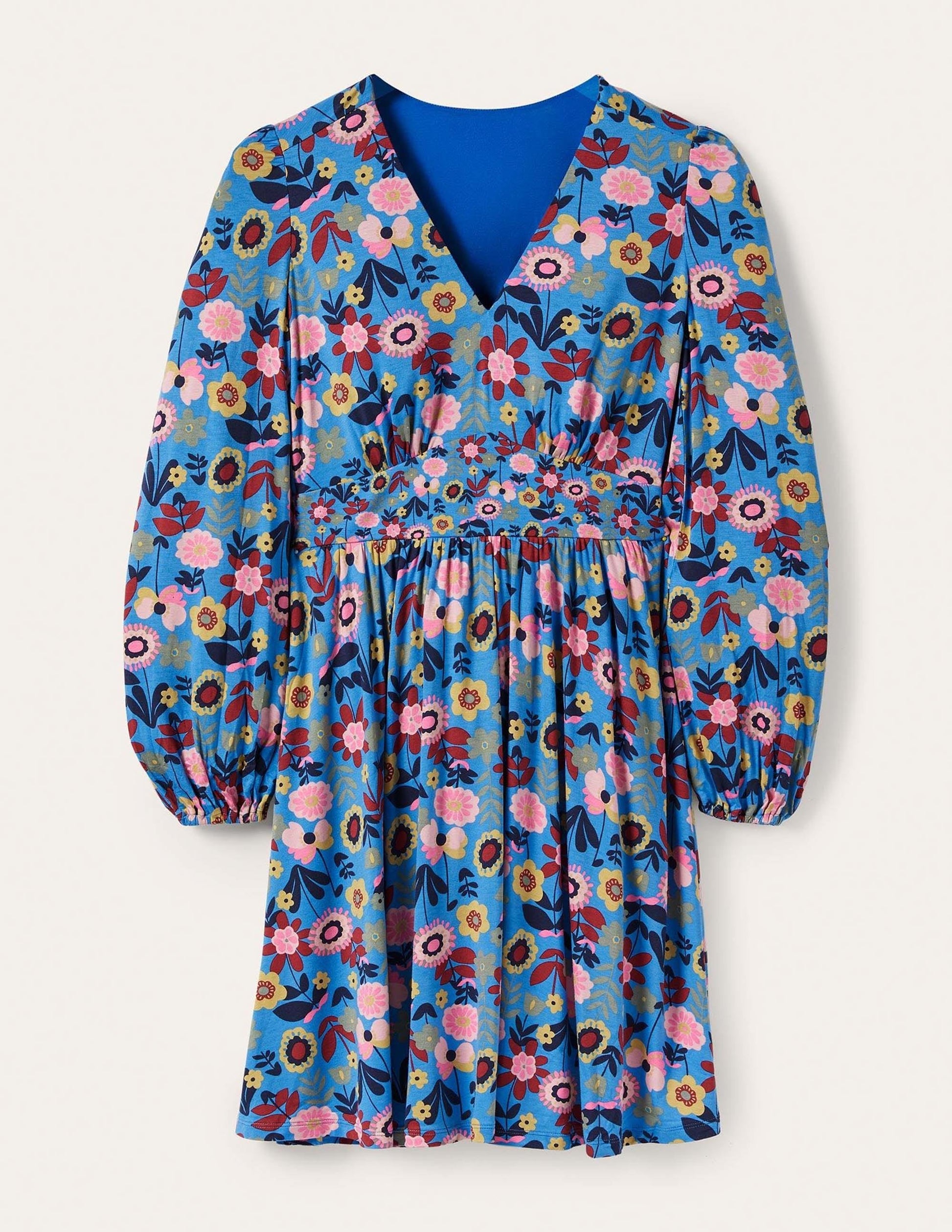 Jersey Mini Tea Dress-Moroccan Blue, Flora Bloom-6