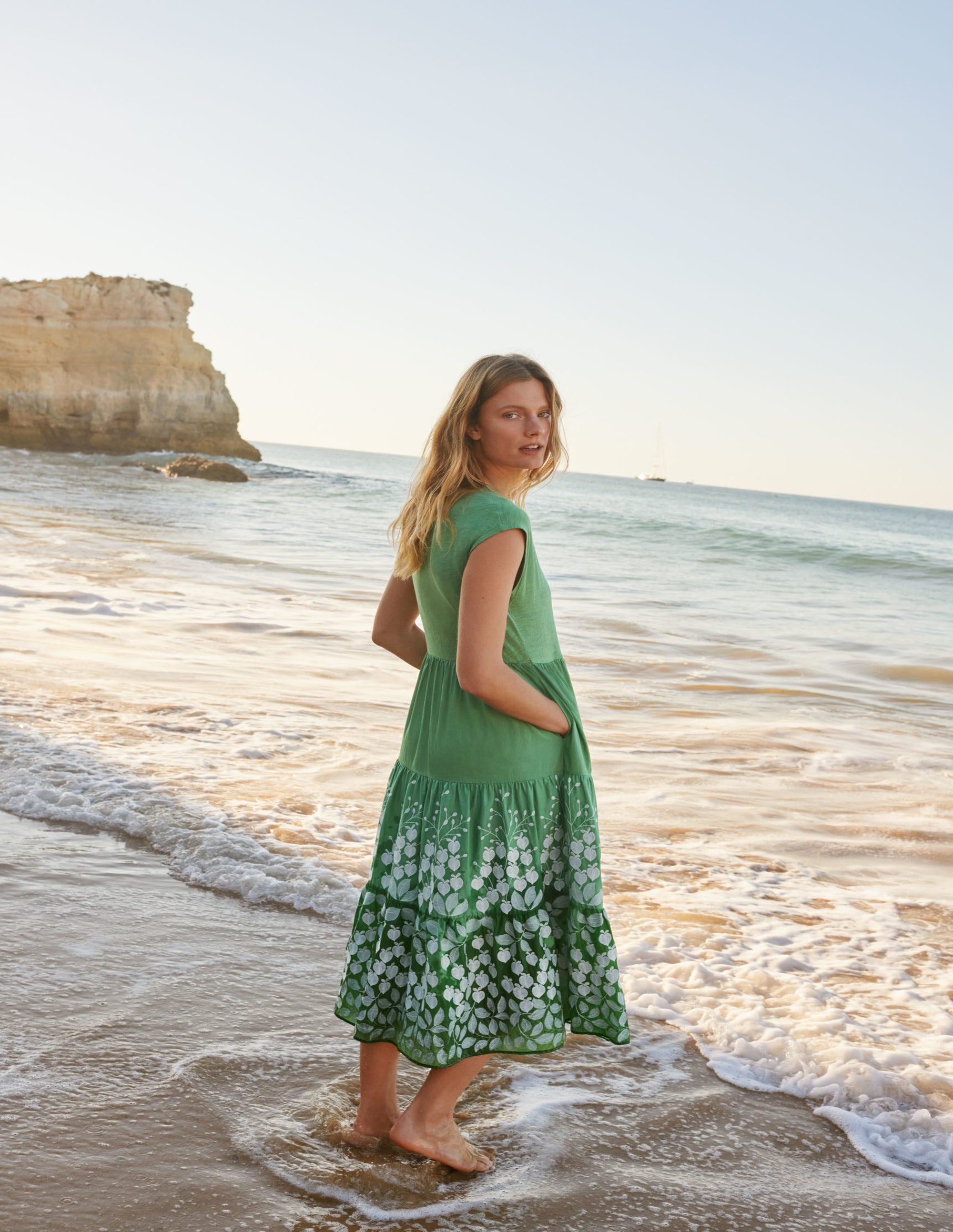 Embroidered Tiered Midi Dress-English Ivy Embroidery - Image 6